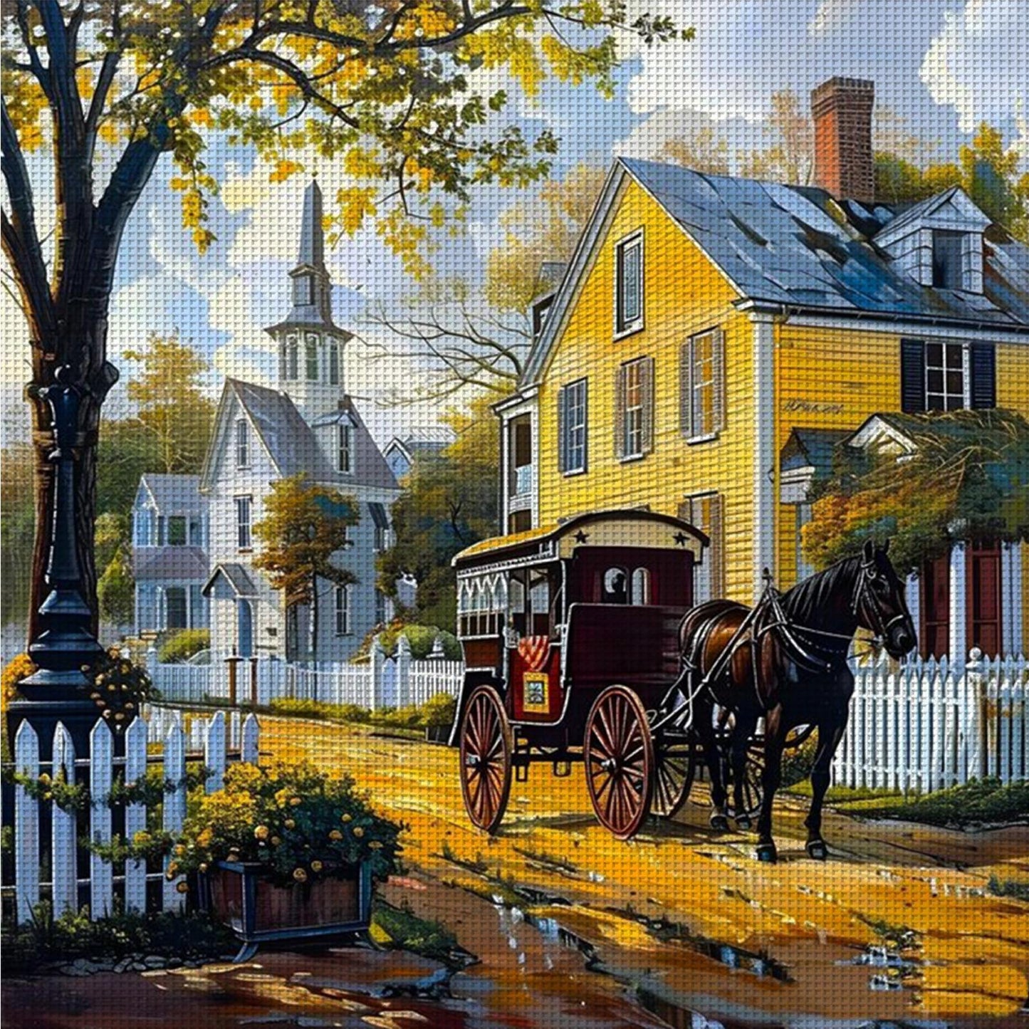 Carriage House - Full 14CT Counted Cross Stitch 40x40CM - Yishu