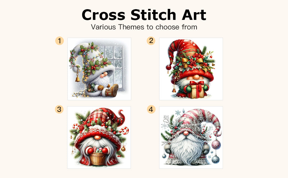 Christmas Gnome By Window - Full 11CT Stamped Cross Stitch 40x40CM - Huacan