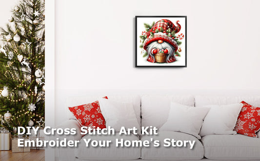 Christmas Gnome - Full 11CT Stamped Cross Stitch 40x40CM - Huacan