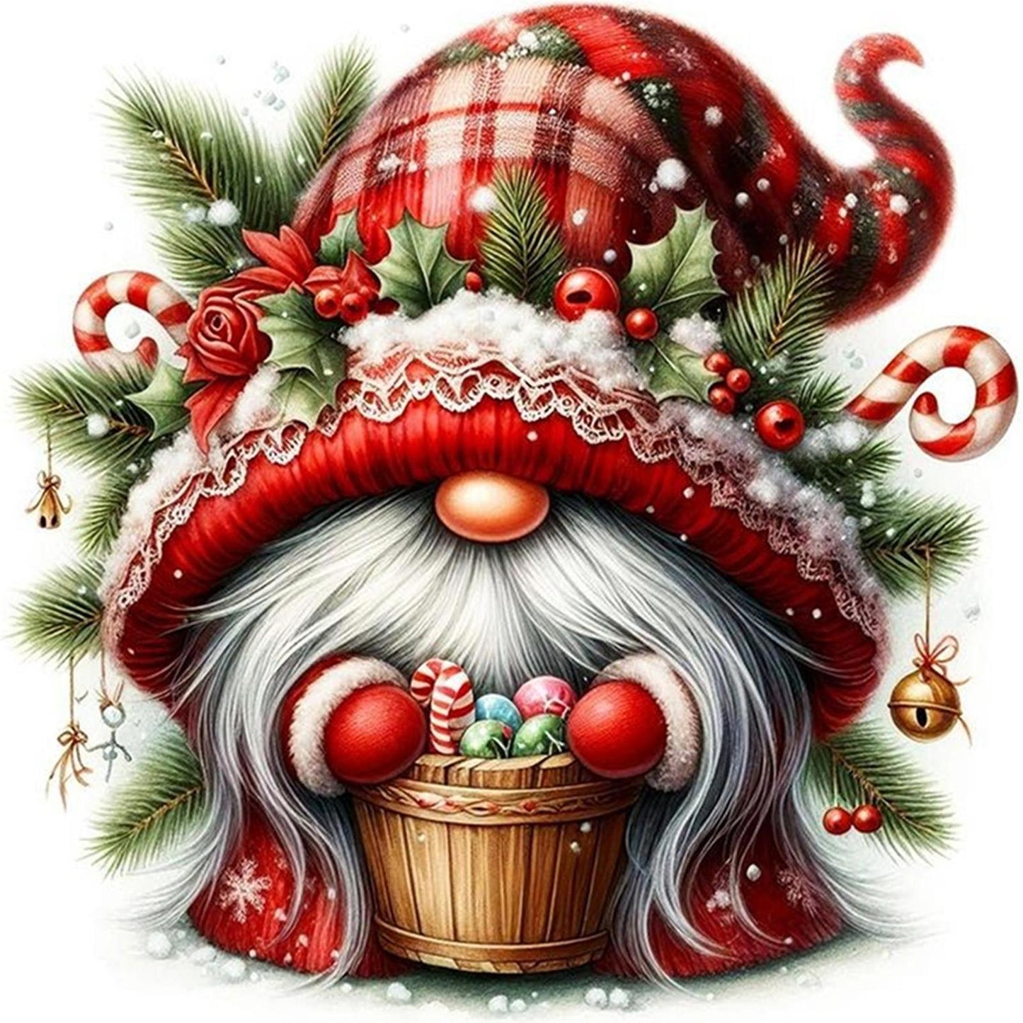 Christmas Gnome - Full 11CT Stamped Cross Stitch 40x40CM - Huacan