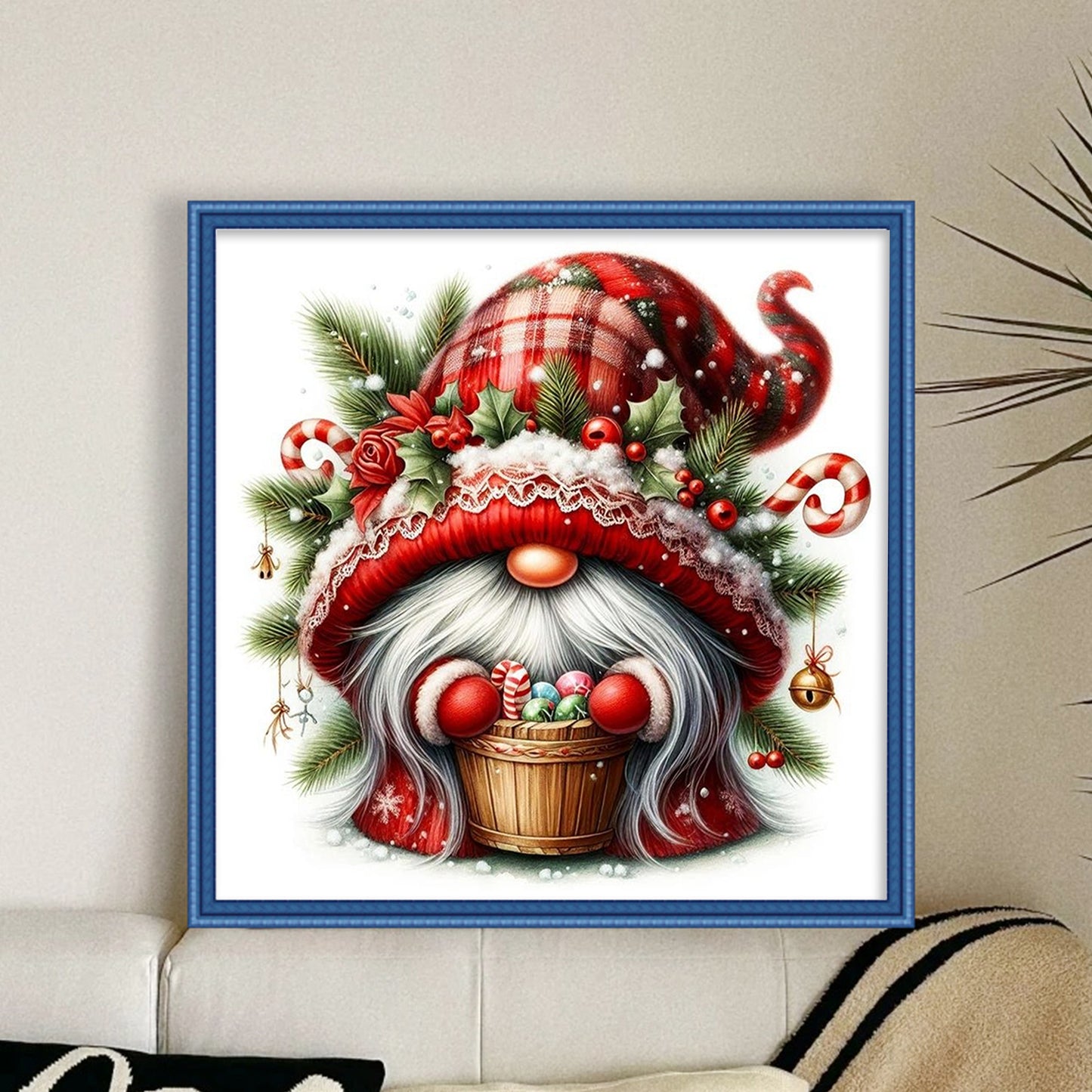 Christmas Gnome - Full 11CT Stamped Cross Stitch 40x40CM - Huacan