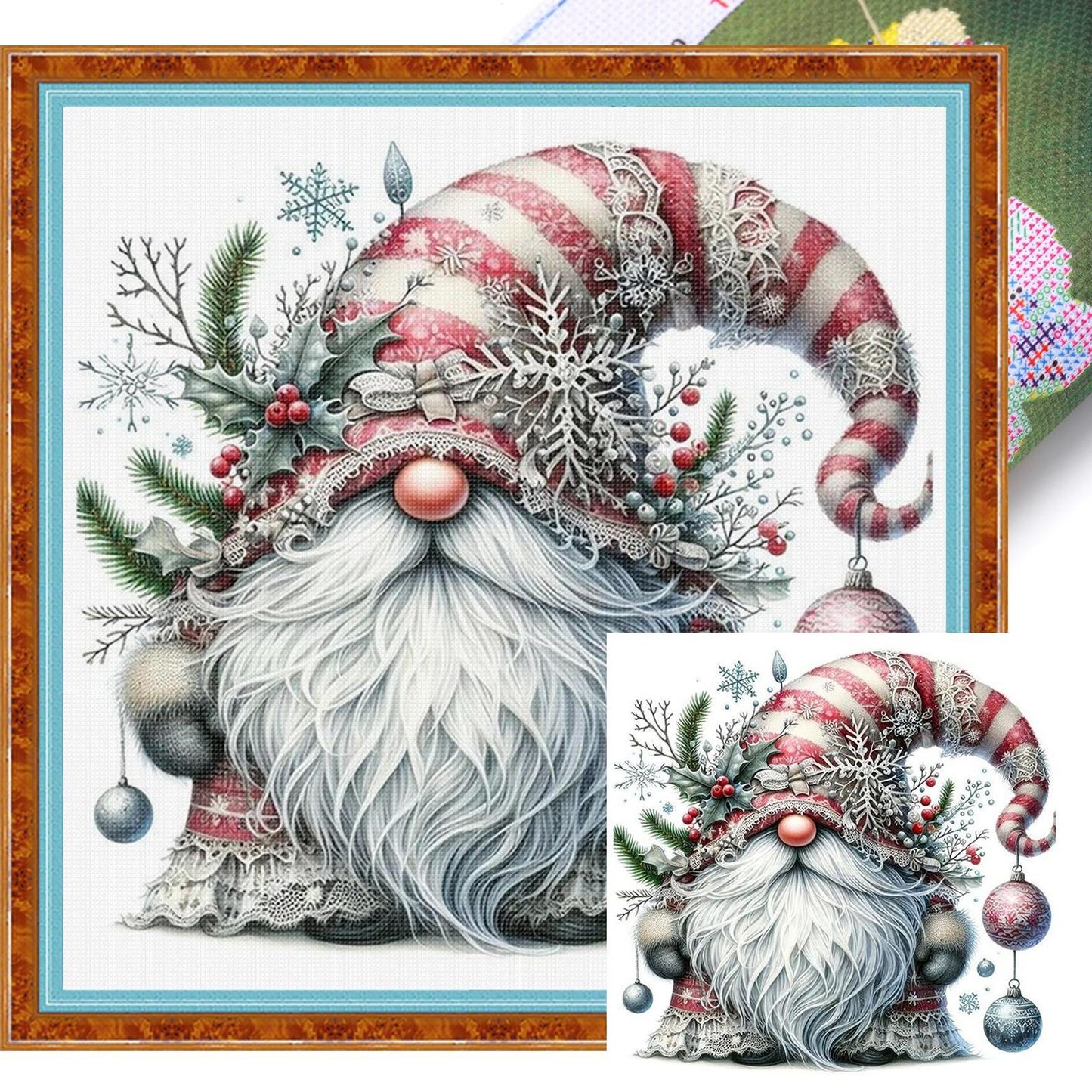 Snow Gnome - Full 11CT Stamped Cross Stitch 40x40CM - Huacan
