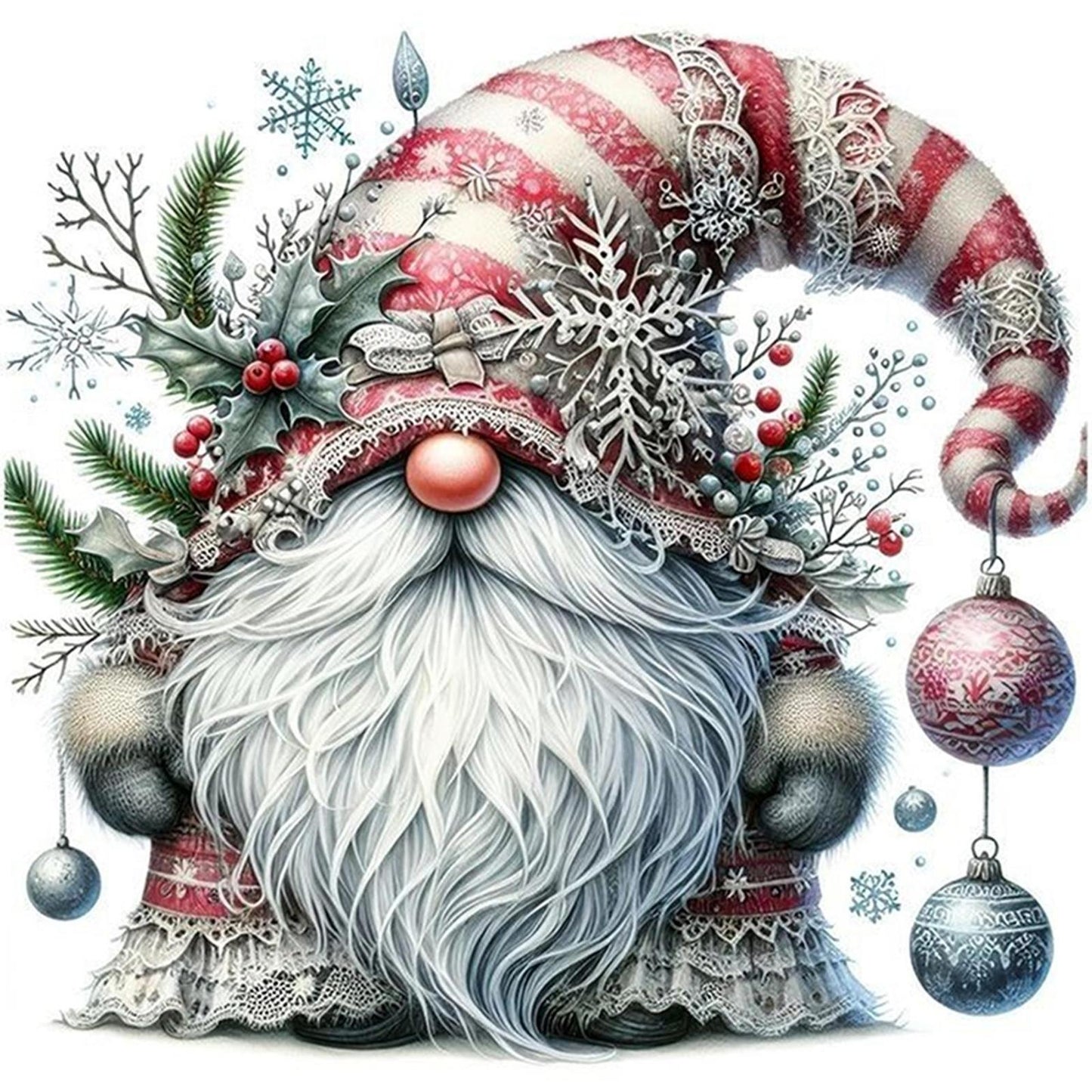 Snow Gnome - Full 11CT Stamped Cross Stitch 40x40CM - Huacan