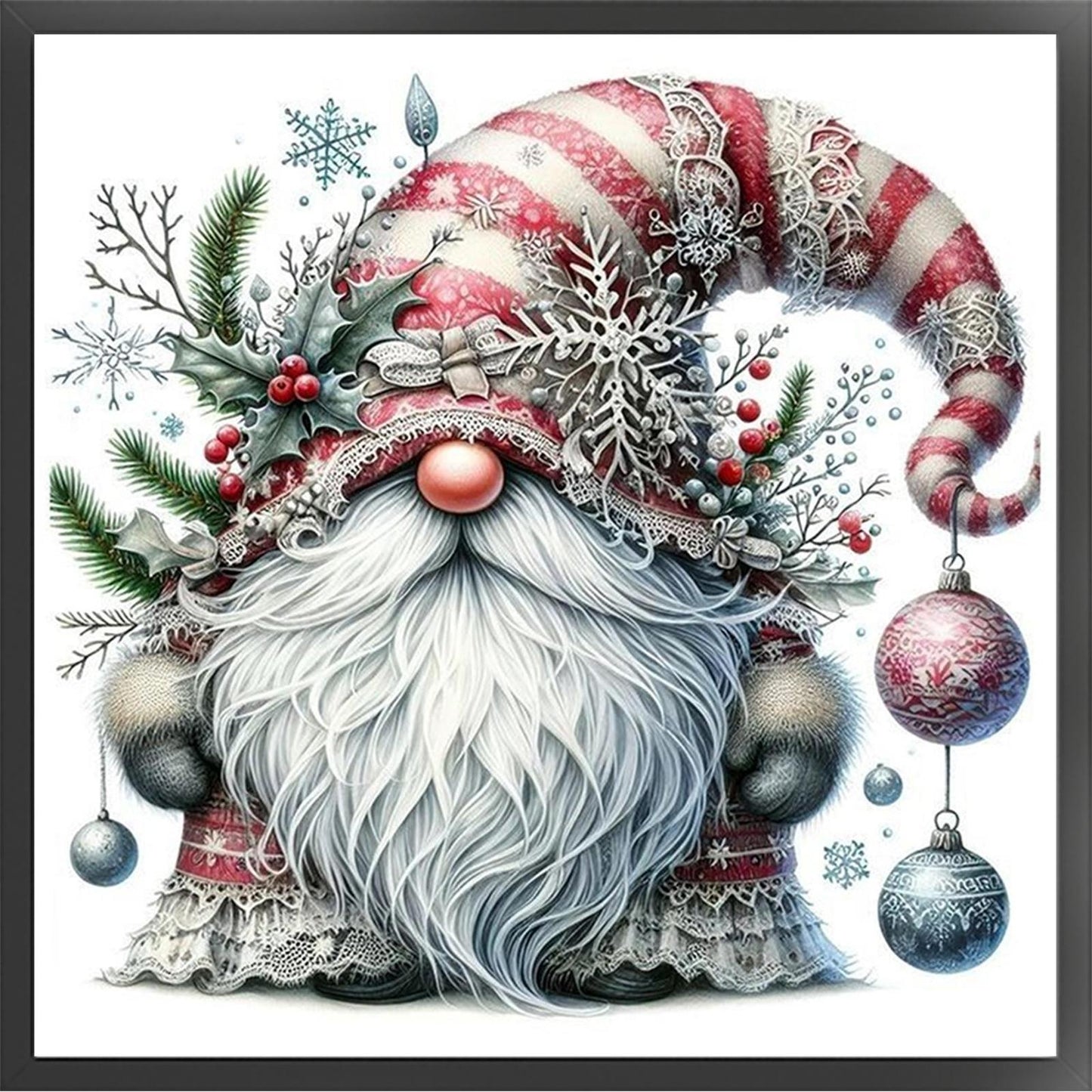Snow Gnome - Full 11CT Stamped Cross Stitch 40x40CM - Huacan