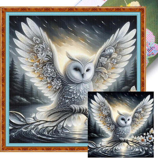 Branch And Owl - Full 11CT Stamped Cross Stitch 40x40CM - Huacan