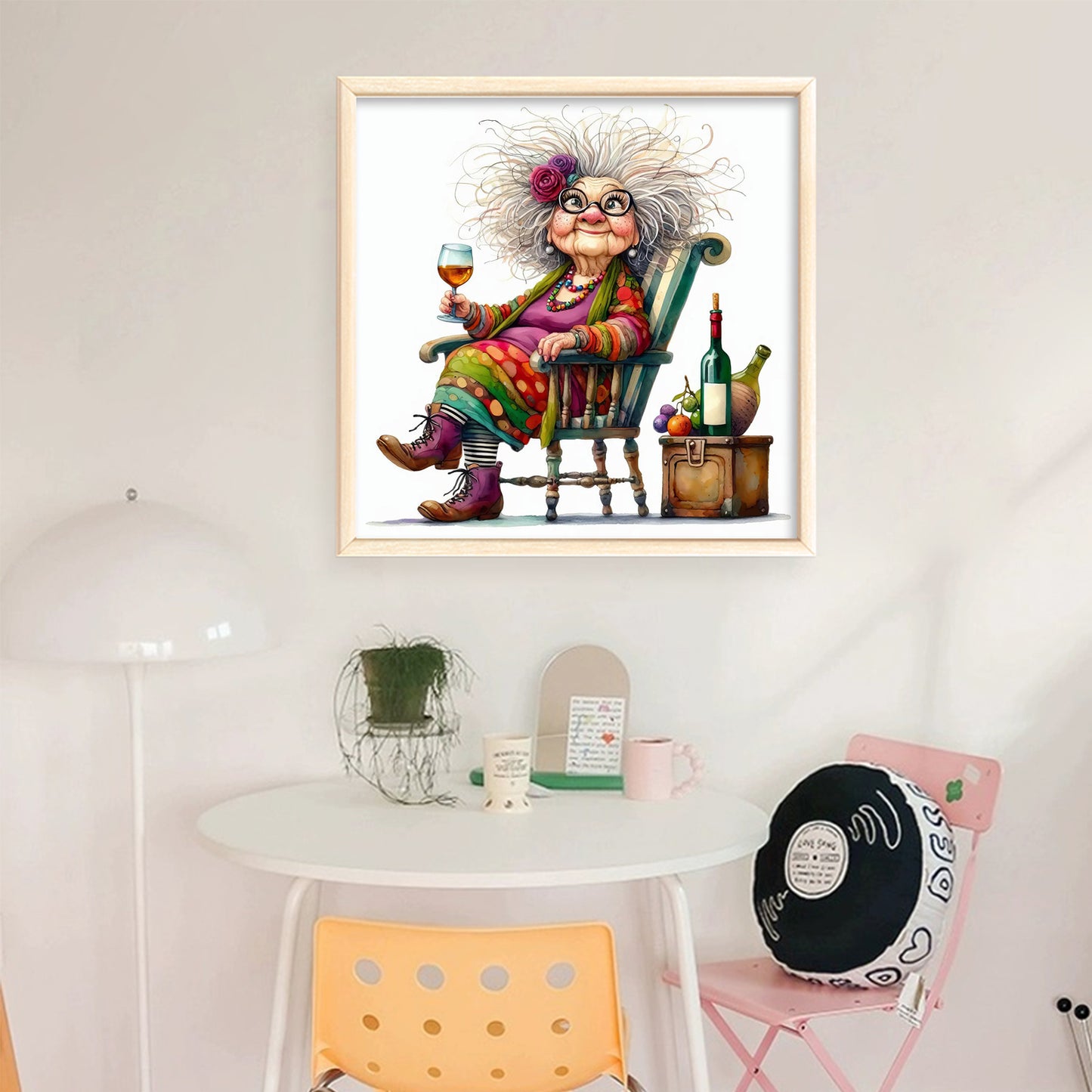 Lady Drinking Red Wine - Full 11CT Stamped Cross Stitch 40x40CM - Huacan