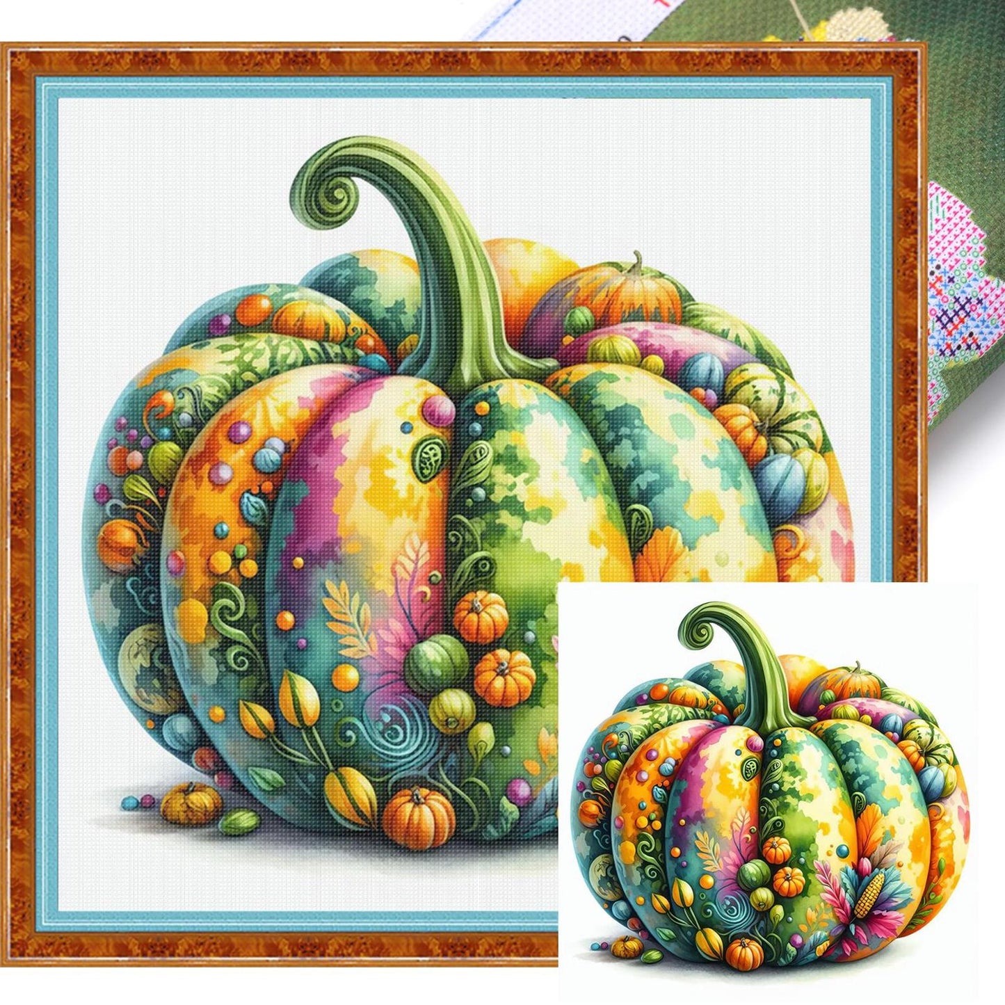 Watercolor Pumpkin - Full 11CT Stamped Cross Stitch 45x45CM - Huacan
