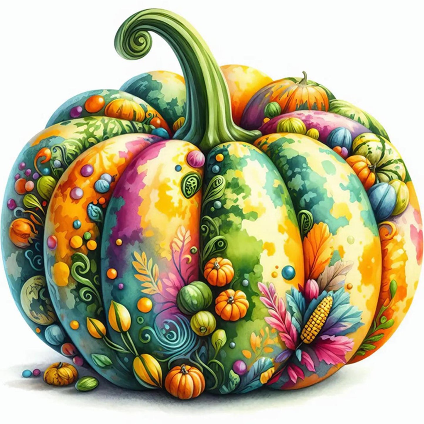 Watercolor Pumpkin - Full 11CT Stamped Cross Stitch 45x45CM - Huacan