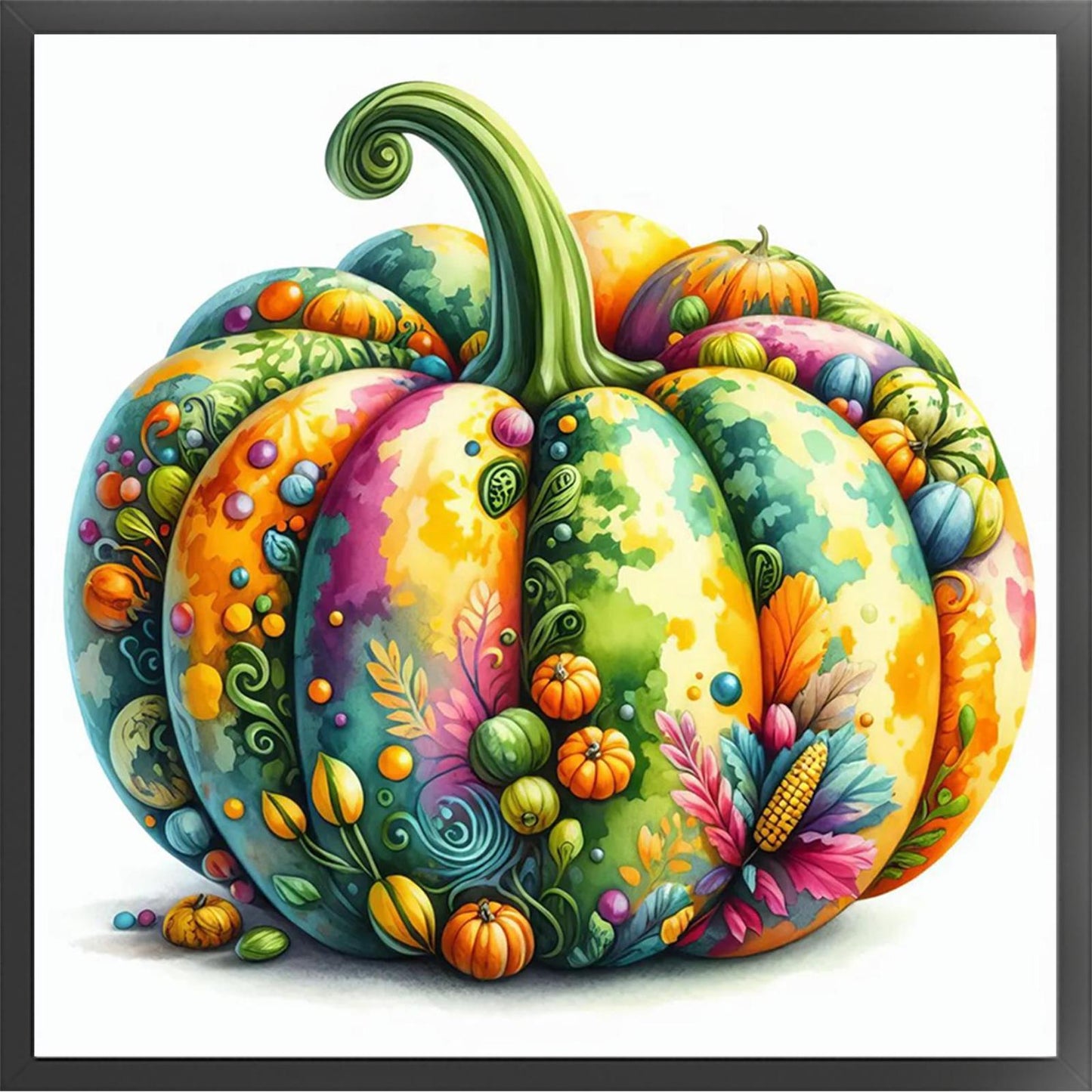 Watercolor Pumpkin - Full 11CT Stamped Cross Stitch 45x45CM - Huacan