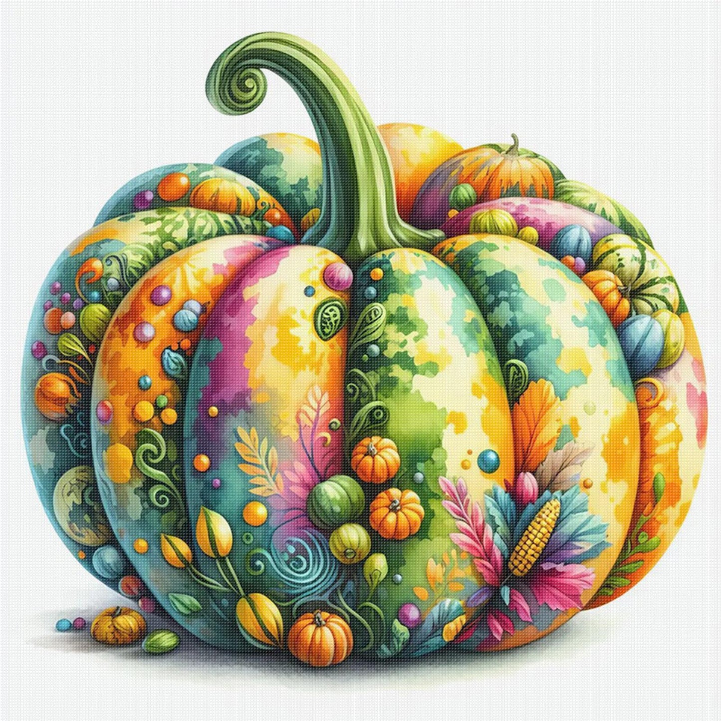 Watercolor Pumpkin - Full 11CT Stamped Cross Stitch 45x45CM - Huacan