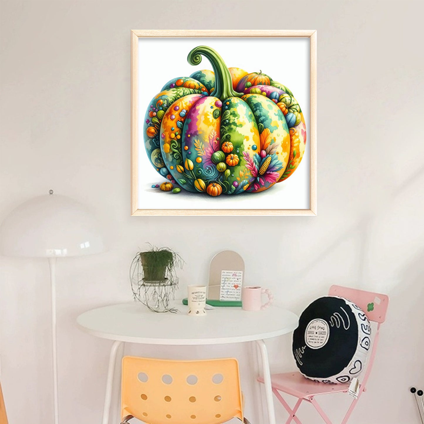 Watercolor Pumpkin - Full 11CT Stamped Cross Stitch 45x45CM - Huacan