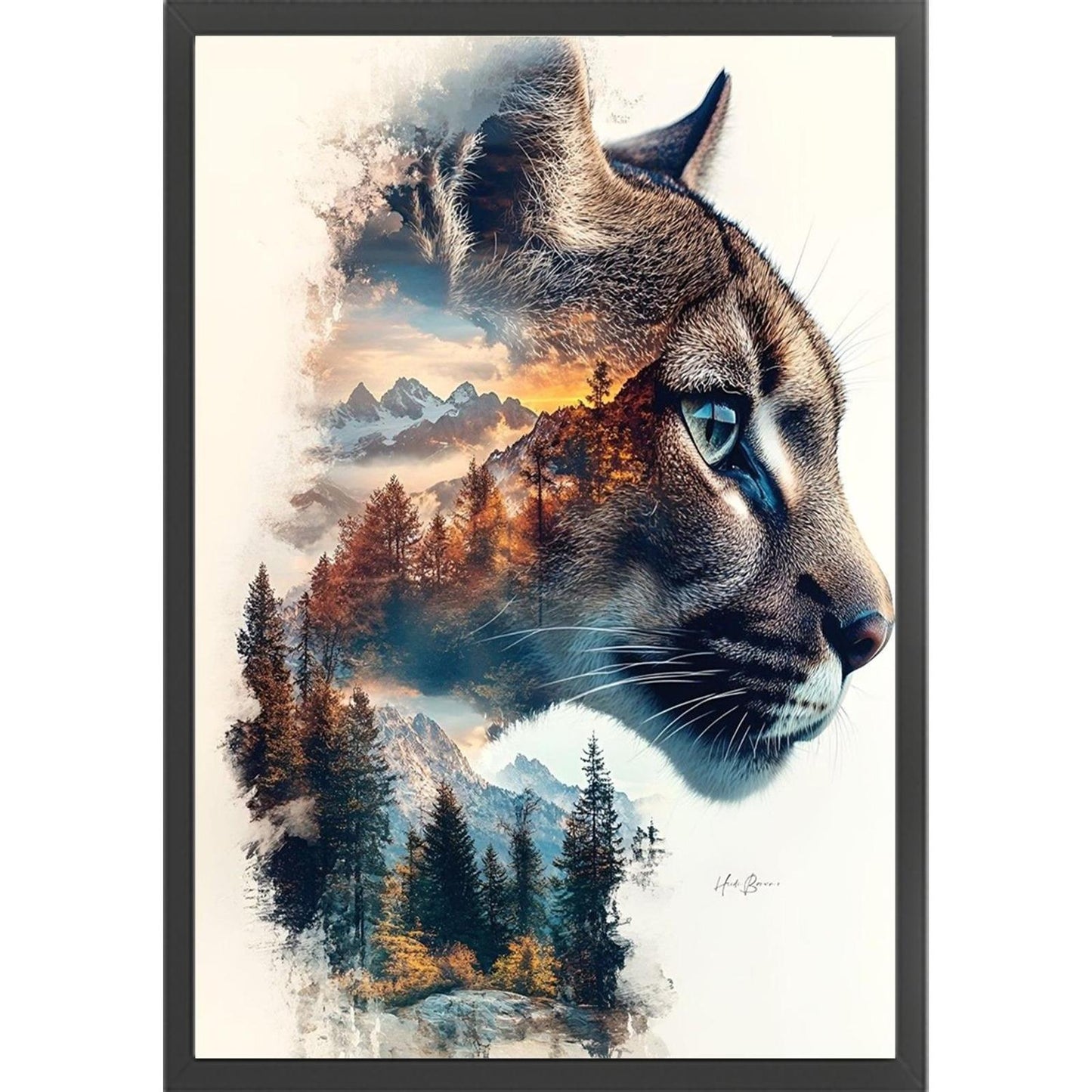Cheetah Silhouette In Forest - Full 11CT Stamped Cross Stitch 40x60CM - Huacan