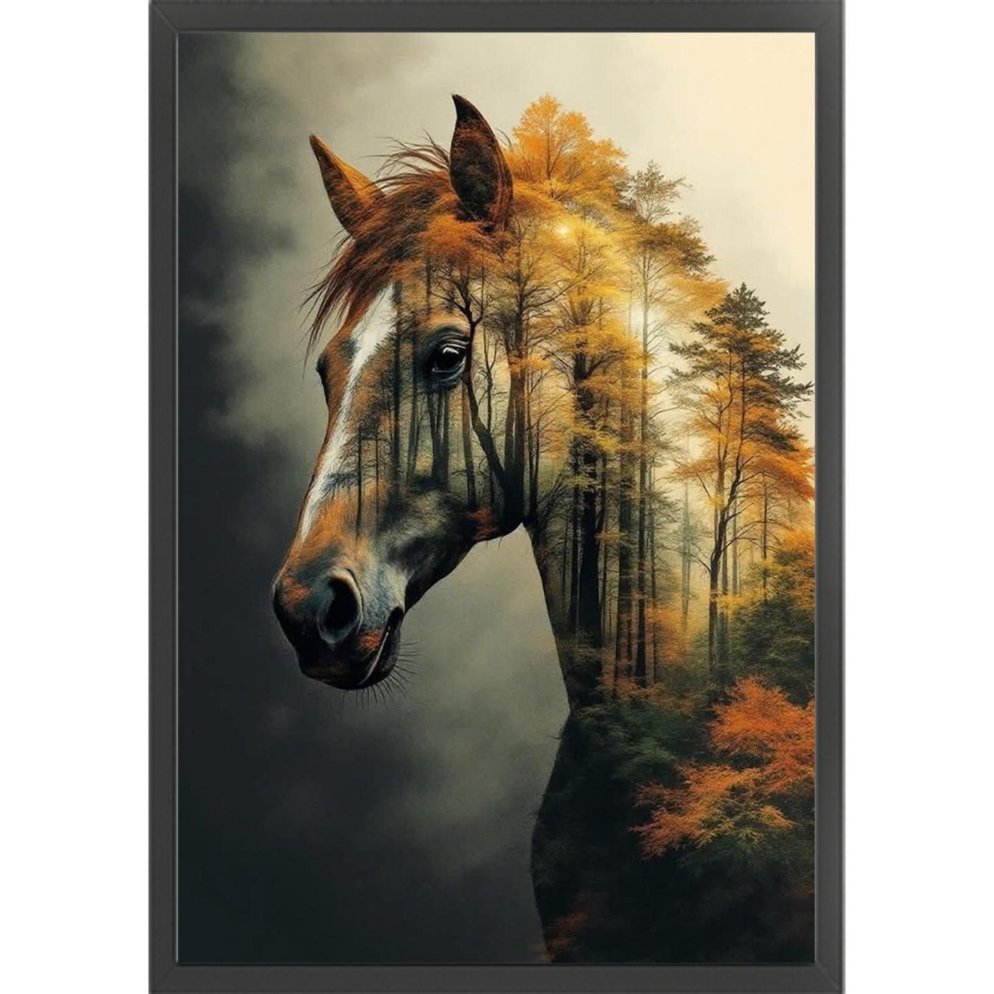 Horse Silhouette In Forest - Full 11CT Stamped Cross Stitch 40x60CM - Huacan