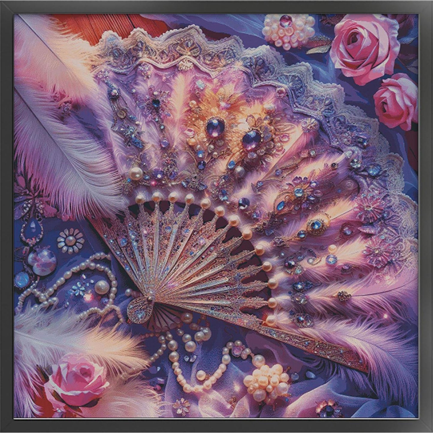 Purple Feather Fan - Full 14CT Stamped Cross Stitch 120x120CM - Fairy Egyptian Cotton