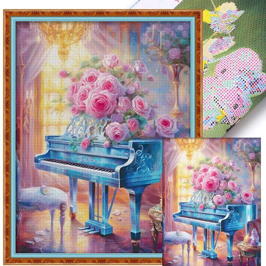 Melody Of Lute And Zither - Full 16CT Stamped Cross Stitch 74x93CM - KS Egyptian Cotton