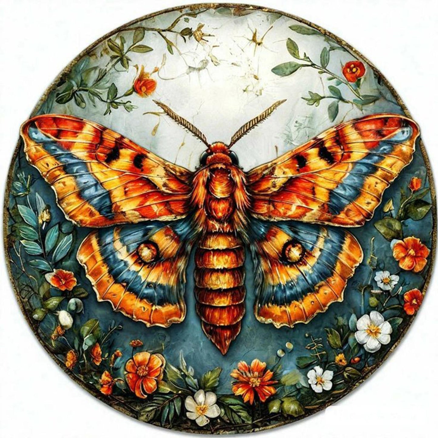 Flower & Grass Butterfly - Full 11CT Stamped Cross Stitch 40x40CM - Huacan