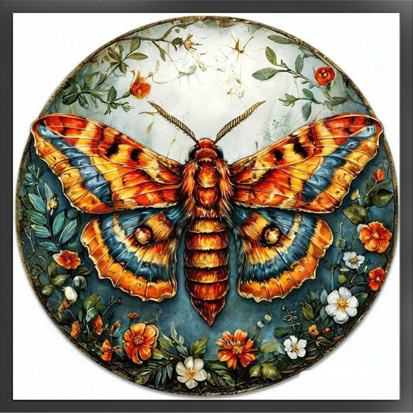 Flower & Grass Butterfly - Full 11CT Stamped Cross Stitch 40x40CM - Huacan