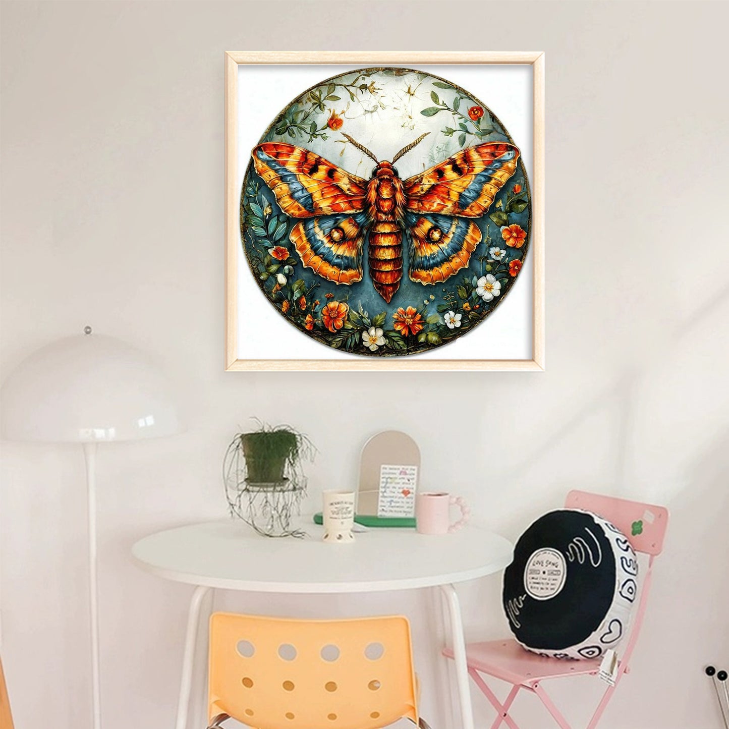 Flower & Grass Butterfly - Full 11CT Stamped Cross Stitch 40x40CM - Huacan