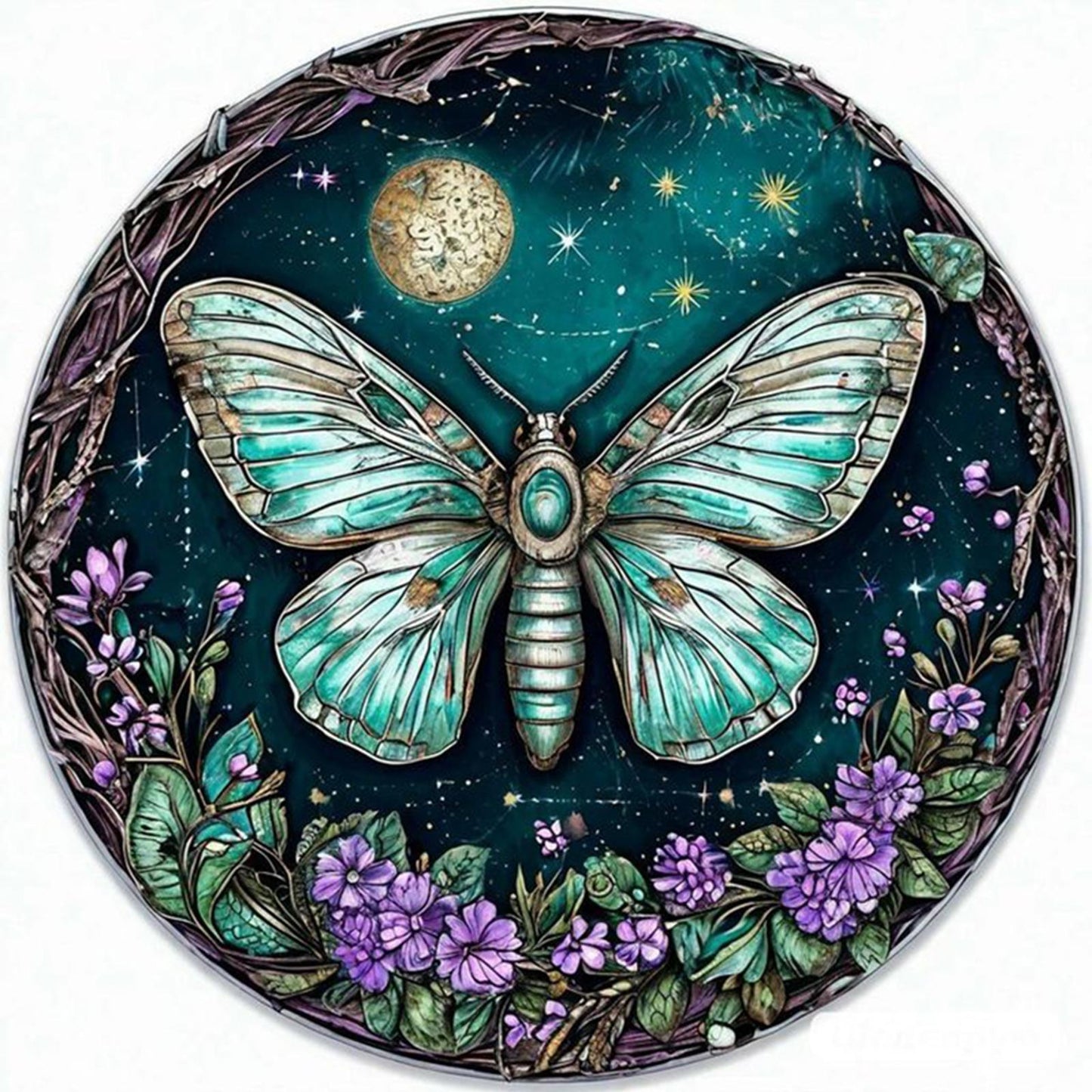 Flower & Grass Butterfly - Full 11CT Stamped Cross Stitch 40x40CM - Huacan
