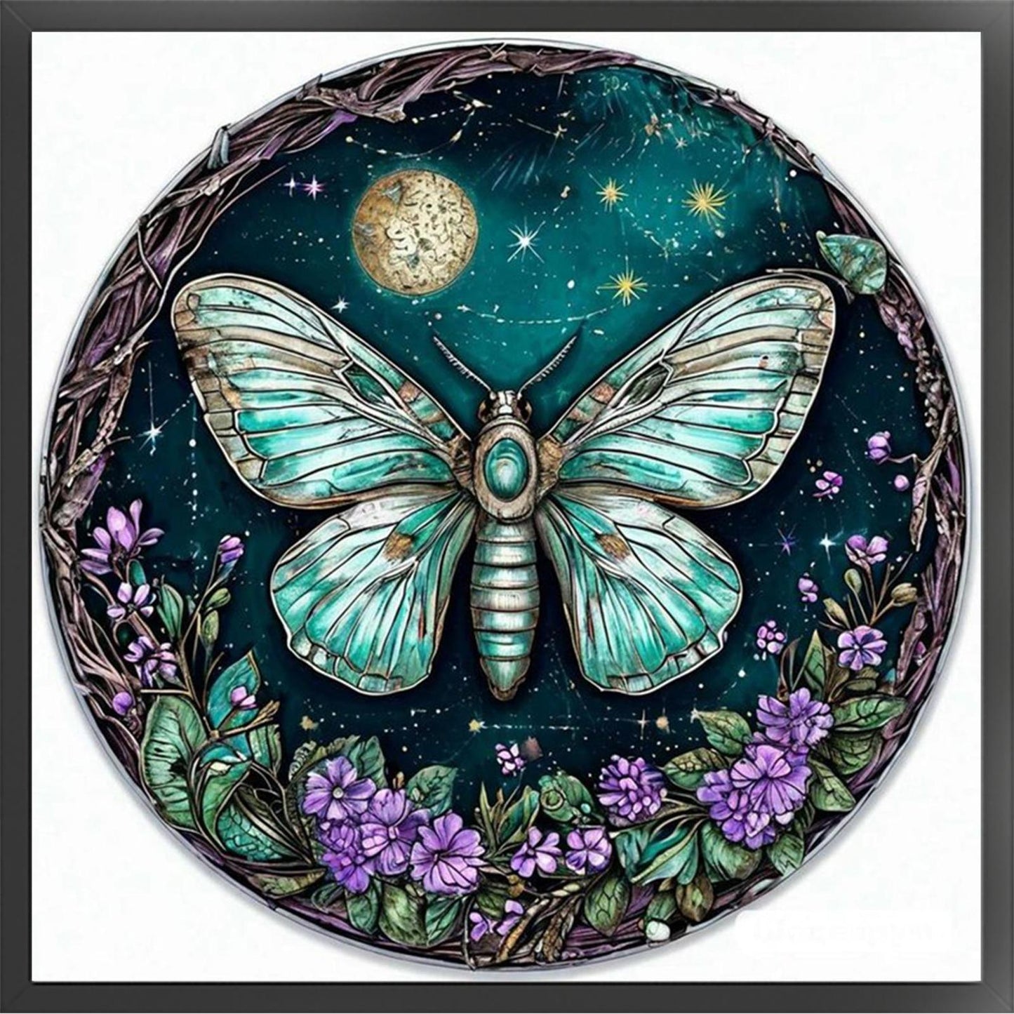 Flower & Grass Butterfly - Full 11CT Stamped Cross Stitch 40x40CM - Huacan