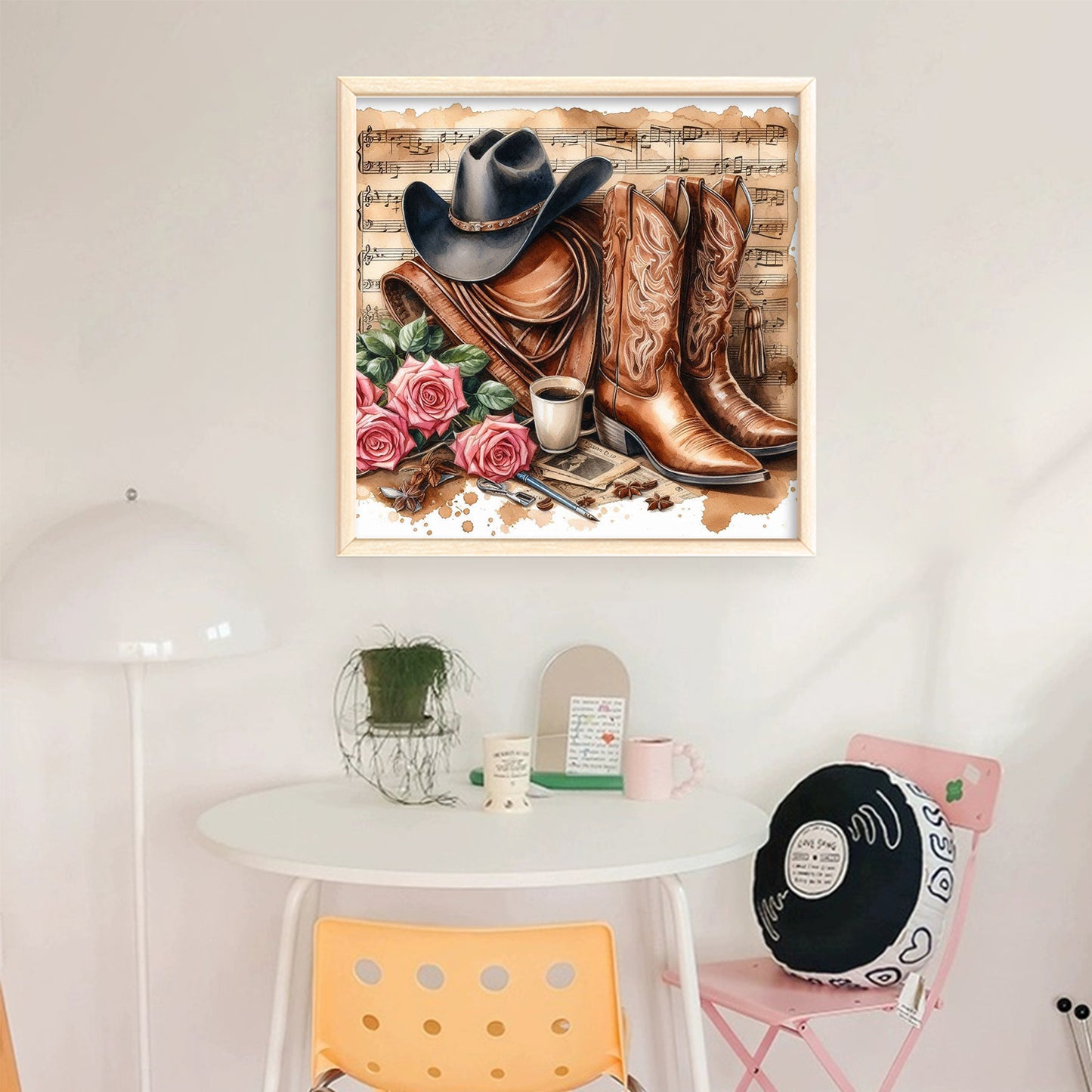 Cowboy Hat And Boots - Full 11CT Stamped Cross Stitch 40x40CM - Huacan