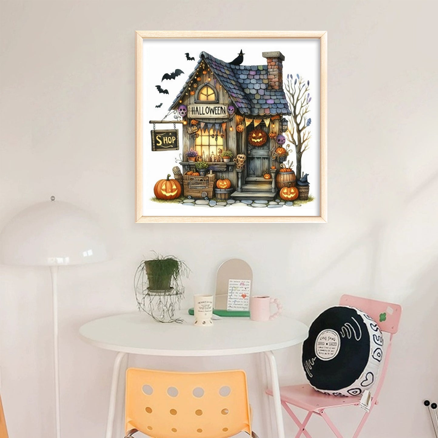 Halloween Cottage - Full 11CT Stamped Cross Stitch 40x40CM - Huacan