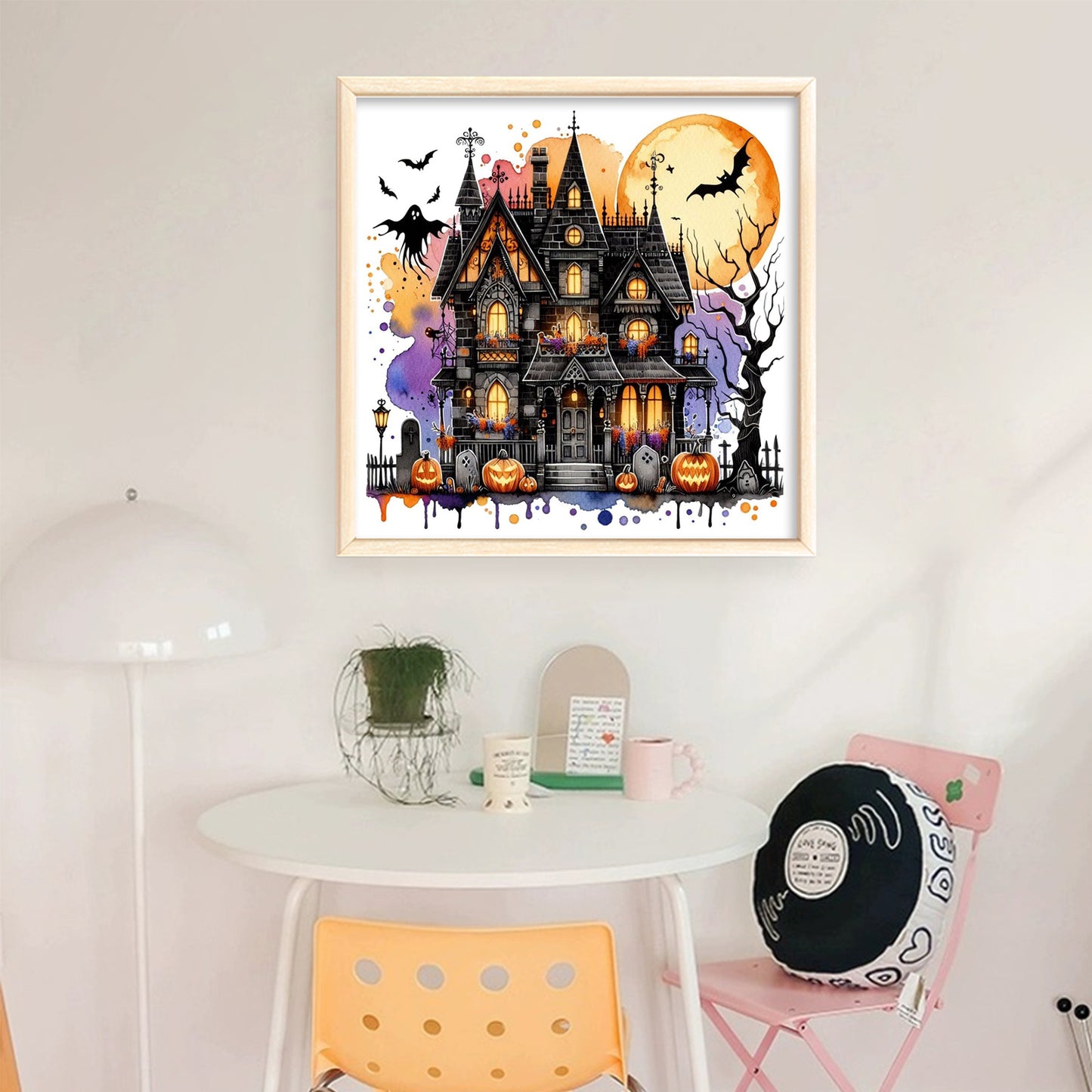 Halloween Cottage - Full 11CT Stamped Cross Stitch 40x40CM - Huacan
