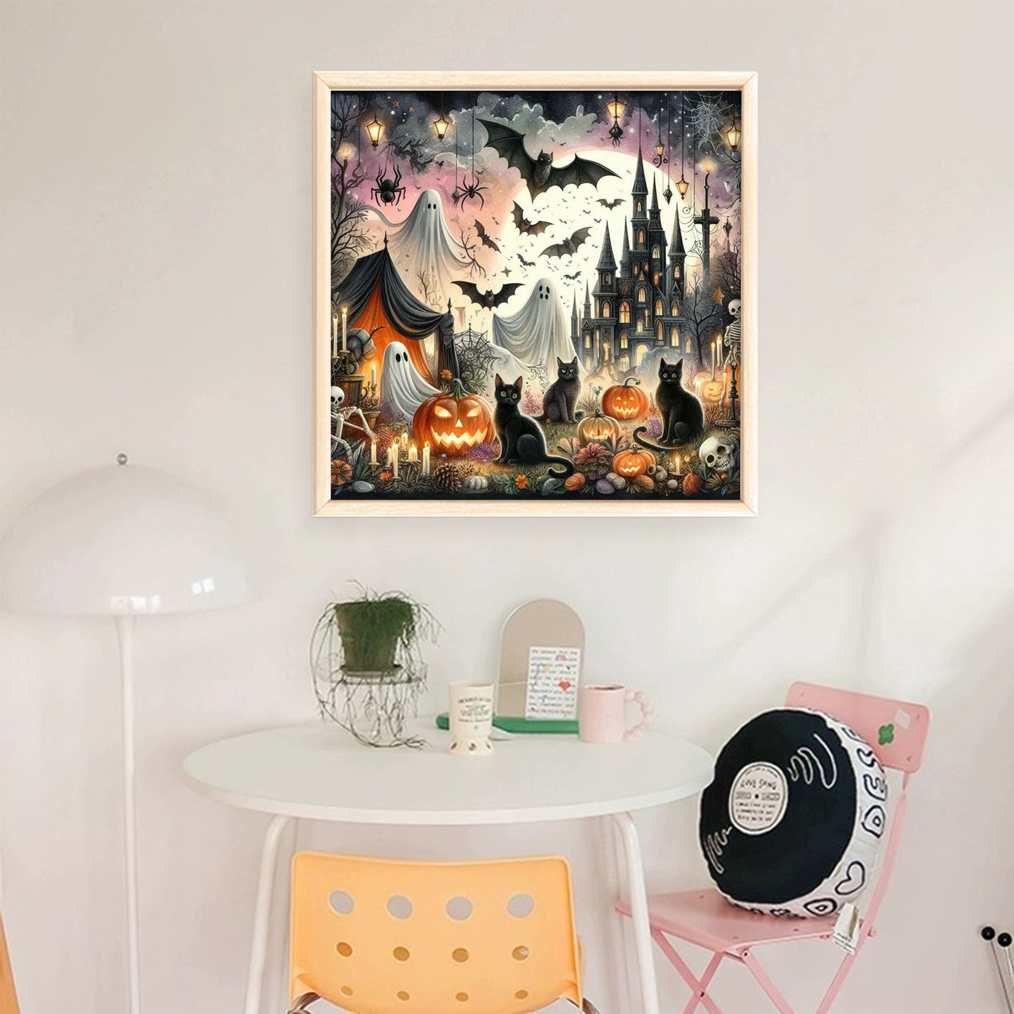 Halloween Night Town - Full 11CT Stamped Cross Stitch 45x45CM - Huacan