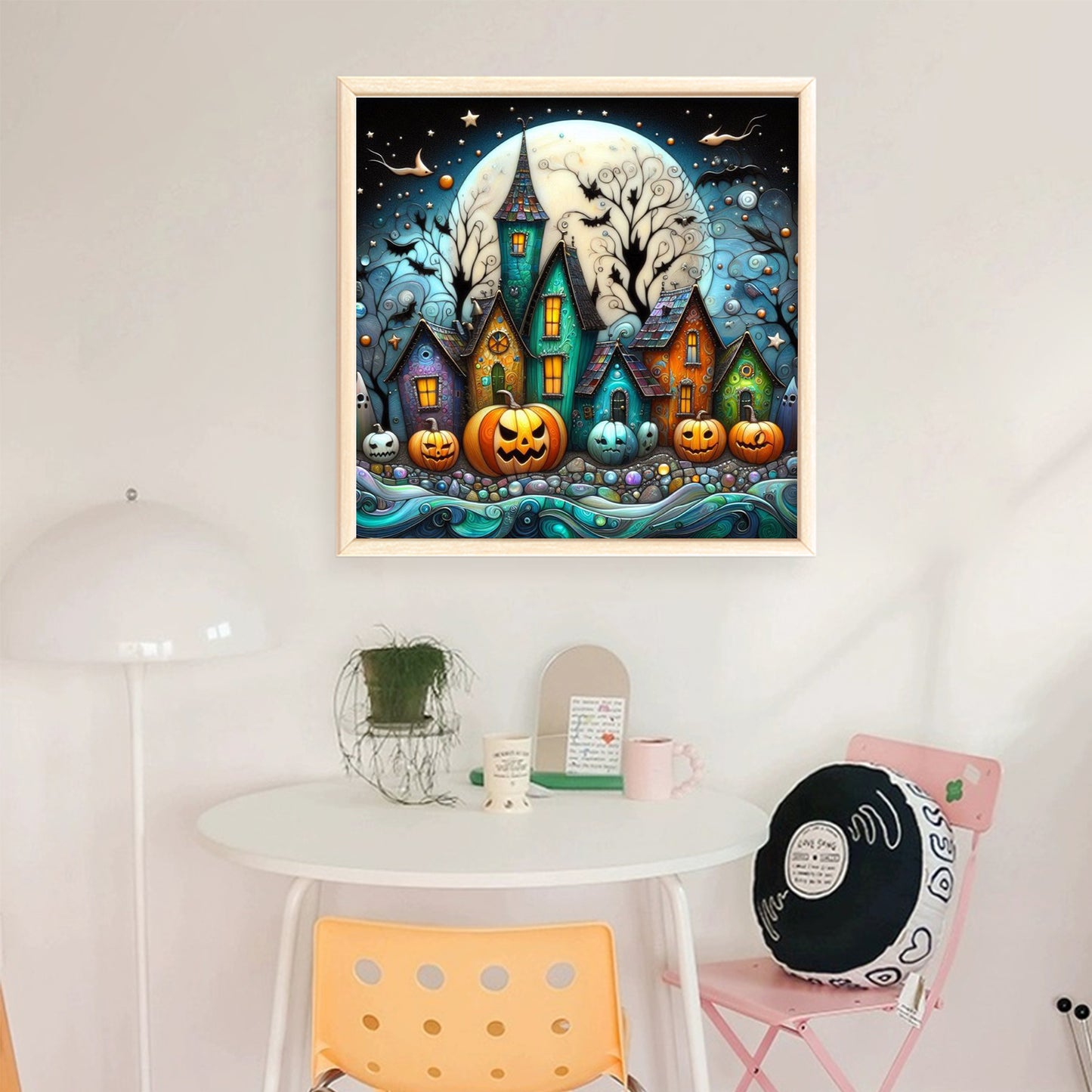 Halloween Night Town - Full 11CT Stamped Cross Stitch 45x45CM - Huacan