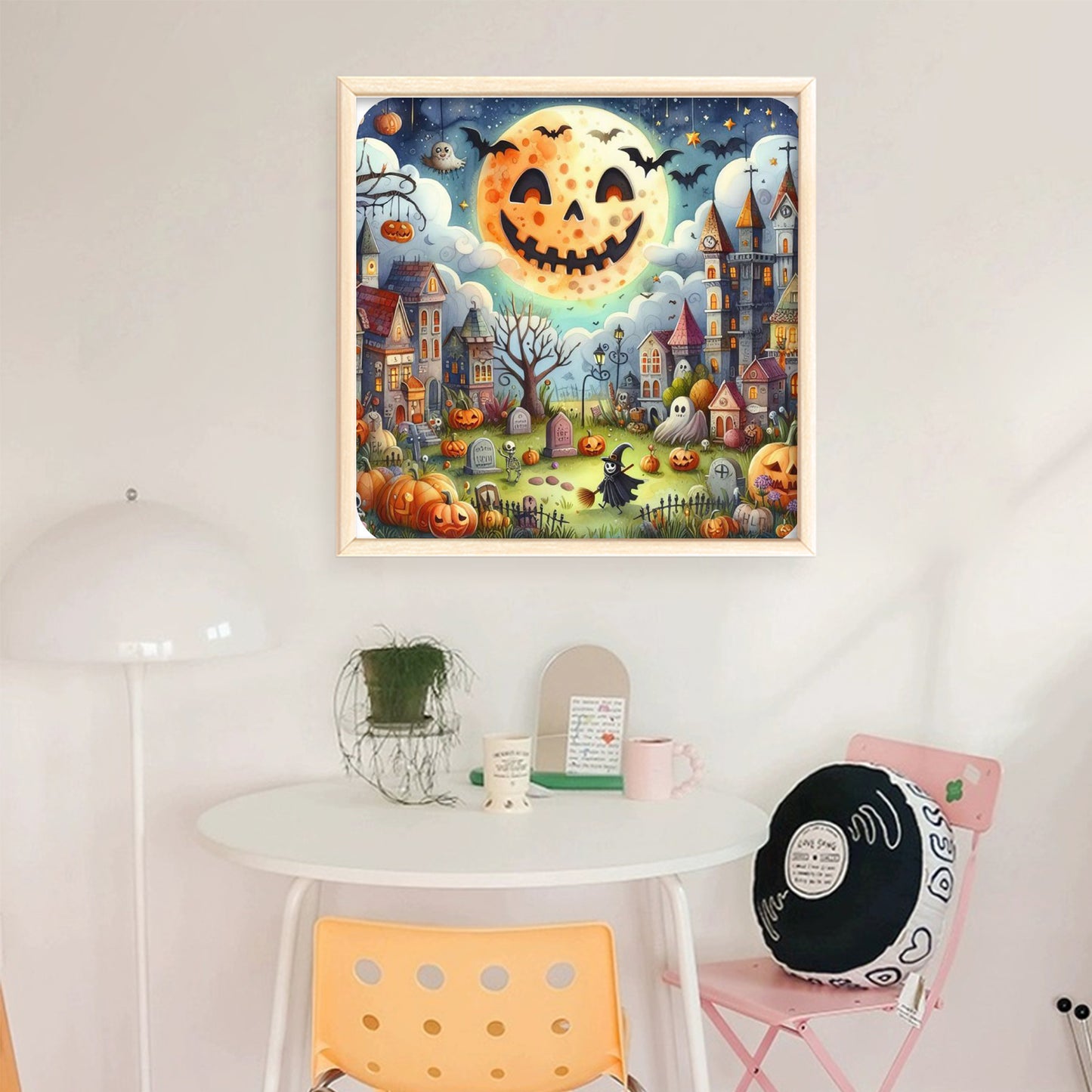 Halloween Night Town - Full 11CT Stamped Cross Stitch 45x45CM - Huacan