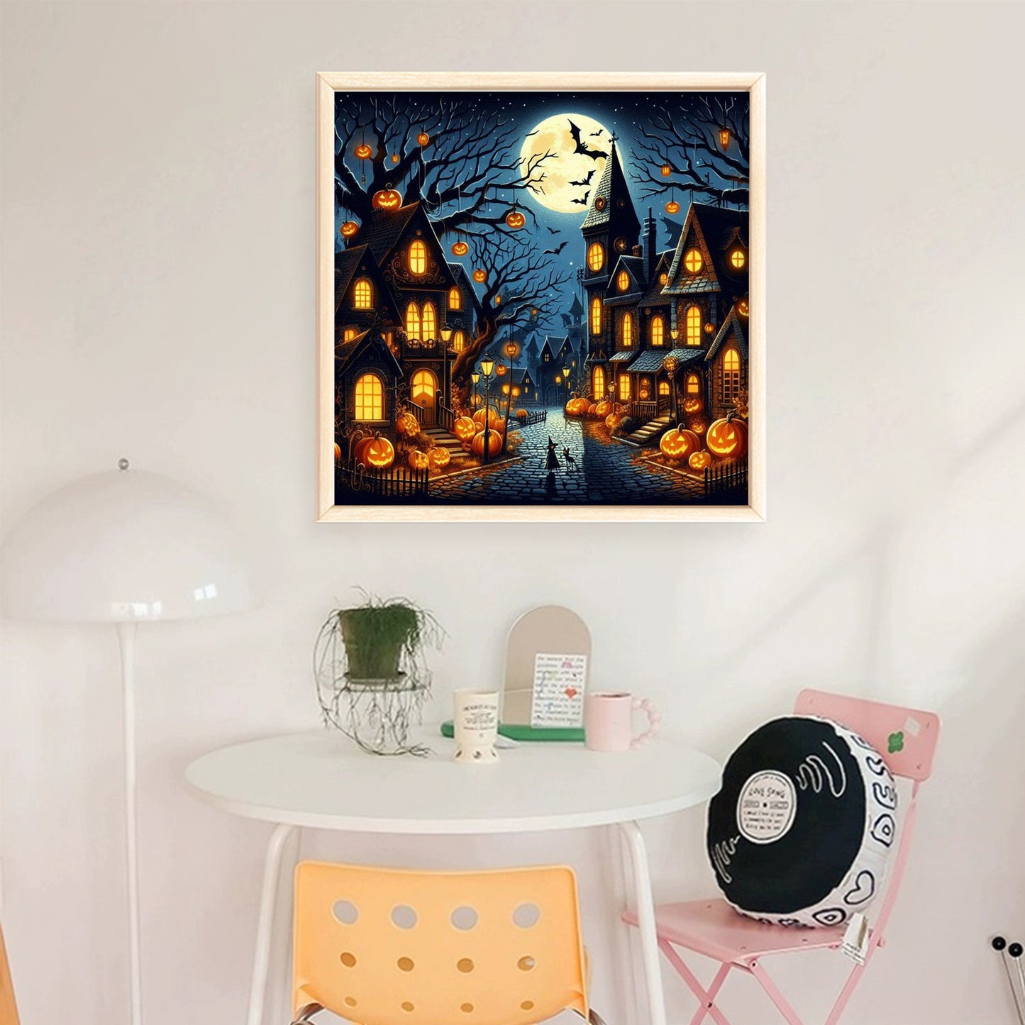 Halloween Night Town - Full 11CT Stamped Cross Stitch 45x45CM - Huacan
