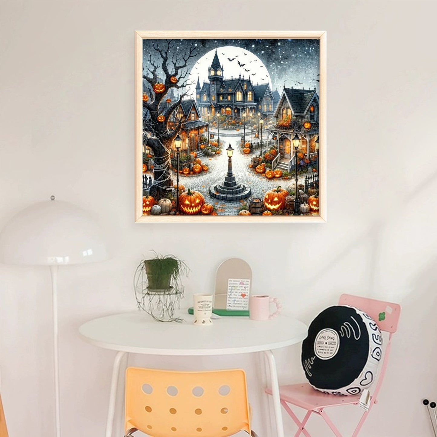 Halloween Night Town - Full 11CT Stamped Cross Stitch 45x45CM - Huacan