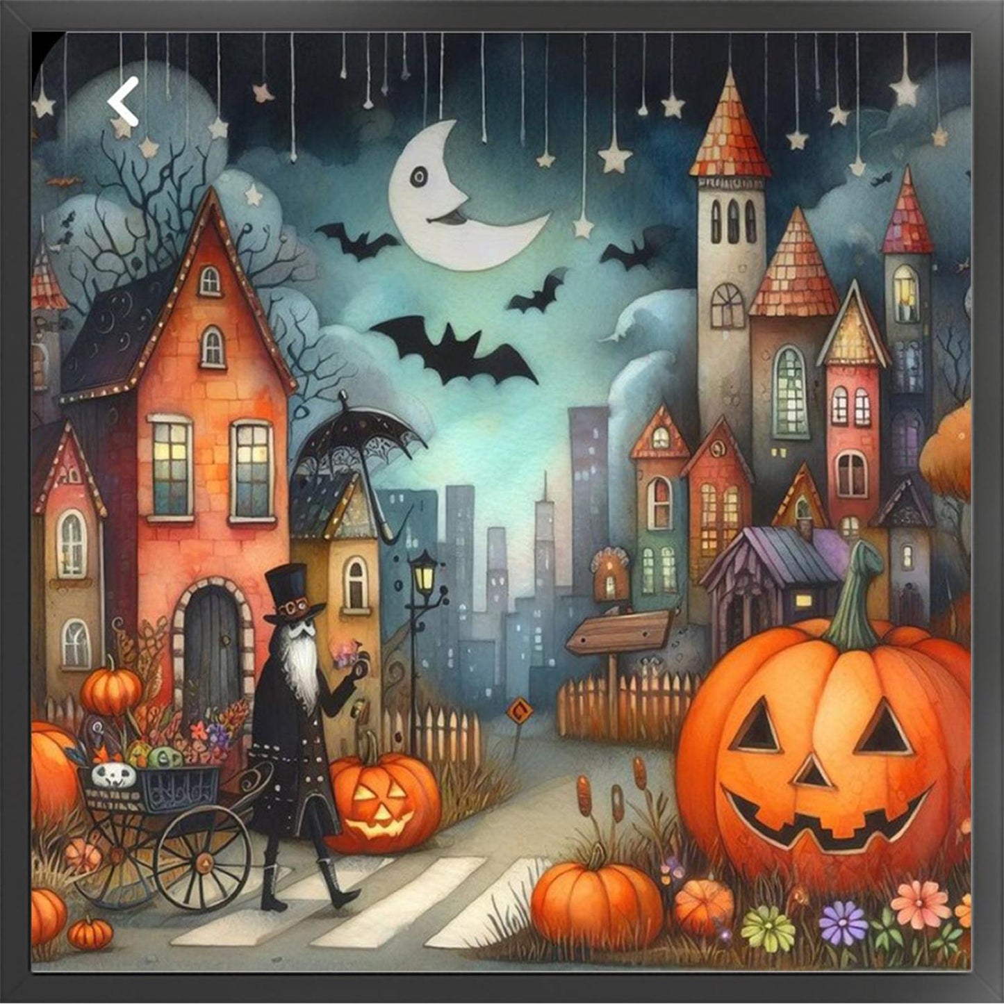 Halloween Night Town - Full 11CT Stamped Cross Stitch 45x45CM - Huacan