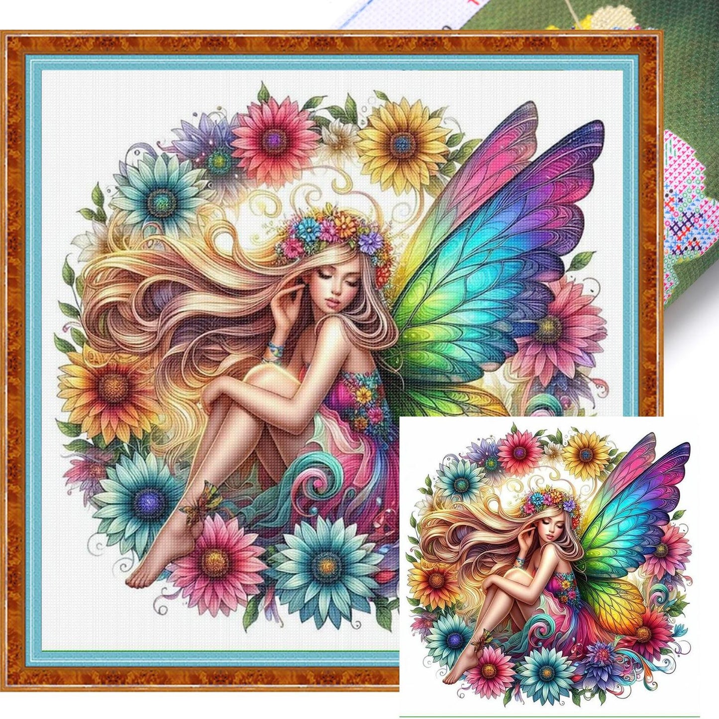 Butterfly Fairy - Full 11CT Stamped Cross Stitch 45x45CM - Huacan