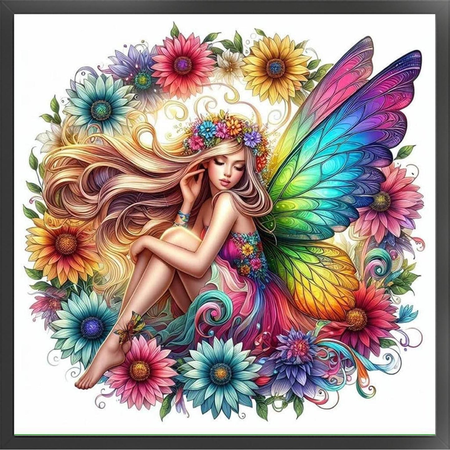 Butterfly Fairy - Full 11CT Stamped Cross Stitch 45x45CM - Huacan