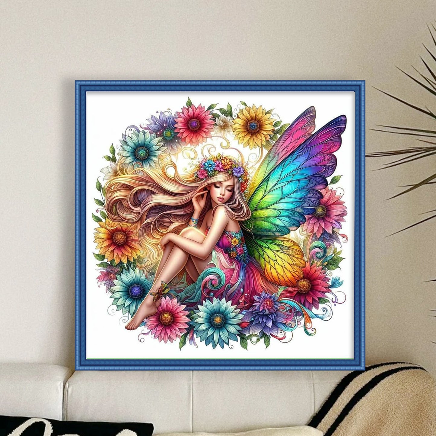 Butterfly Fairy - Full 11CT Stamped Cross Stitch 45x45CM - Huacan