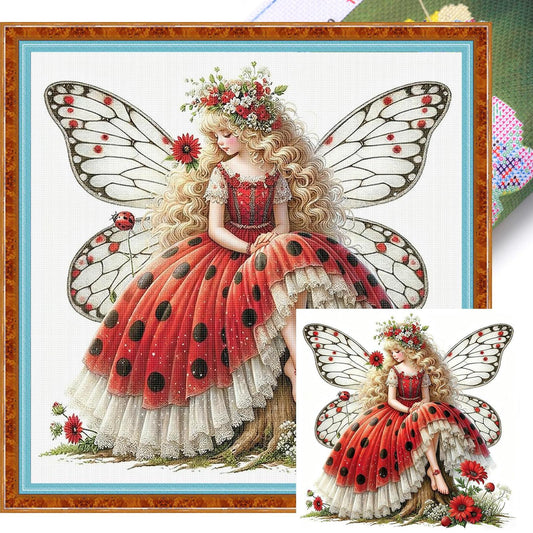 Butterfly Fairy - Full 11CT Stamped Cross Stitch 45x45CM - Huacan