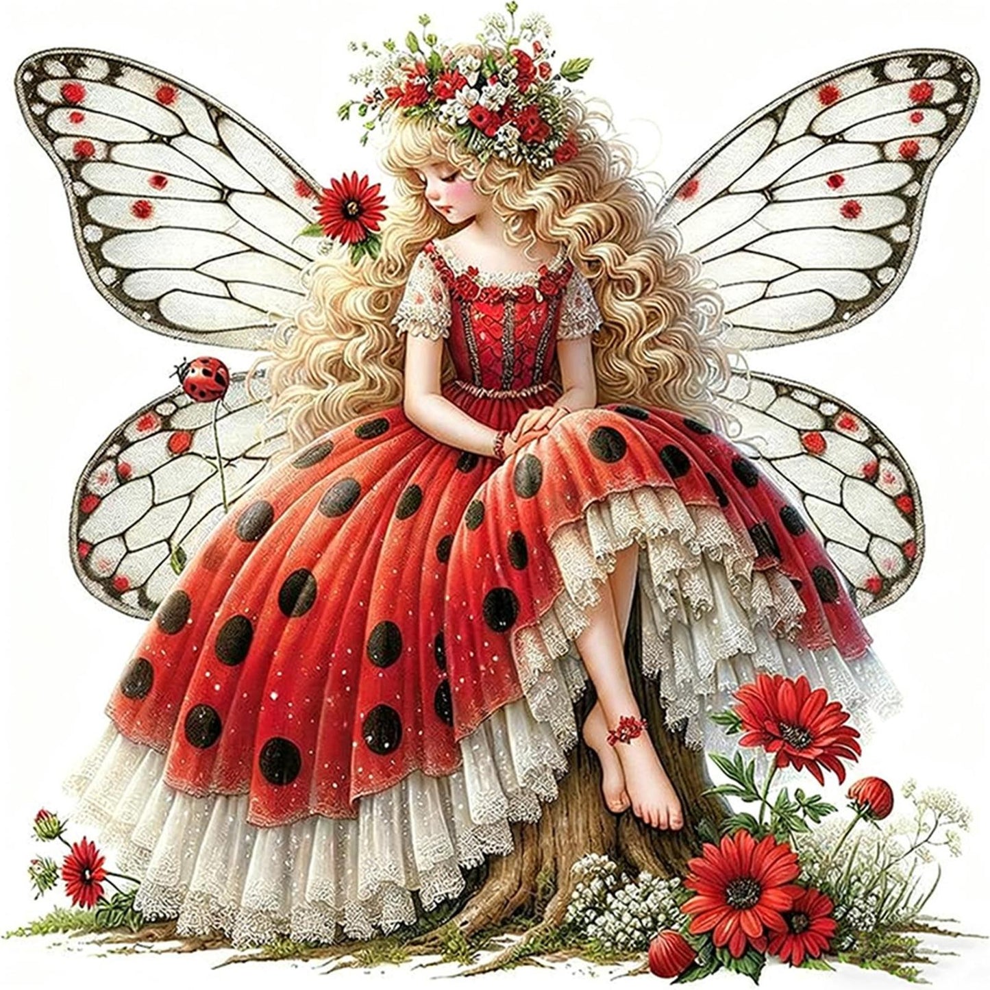 Butterfly Fairy - Full 11CT Stamped Cross Stitch 45x45CM - Huacan
