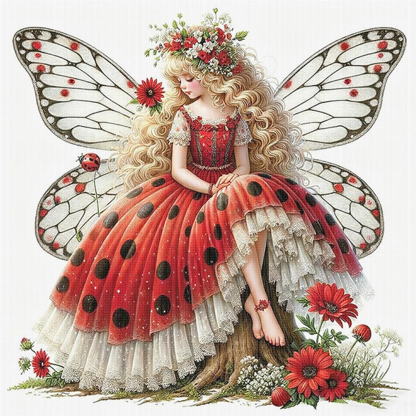 Butterfly Fairy - Full 11CT Stamped Cross Stitch 45x45CM - Huacan