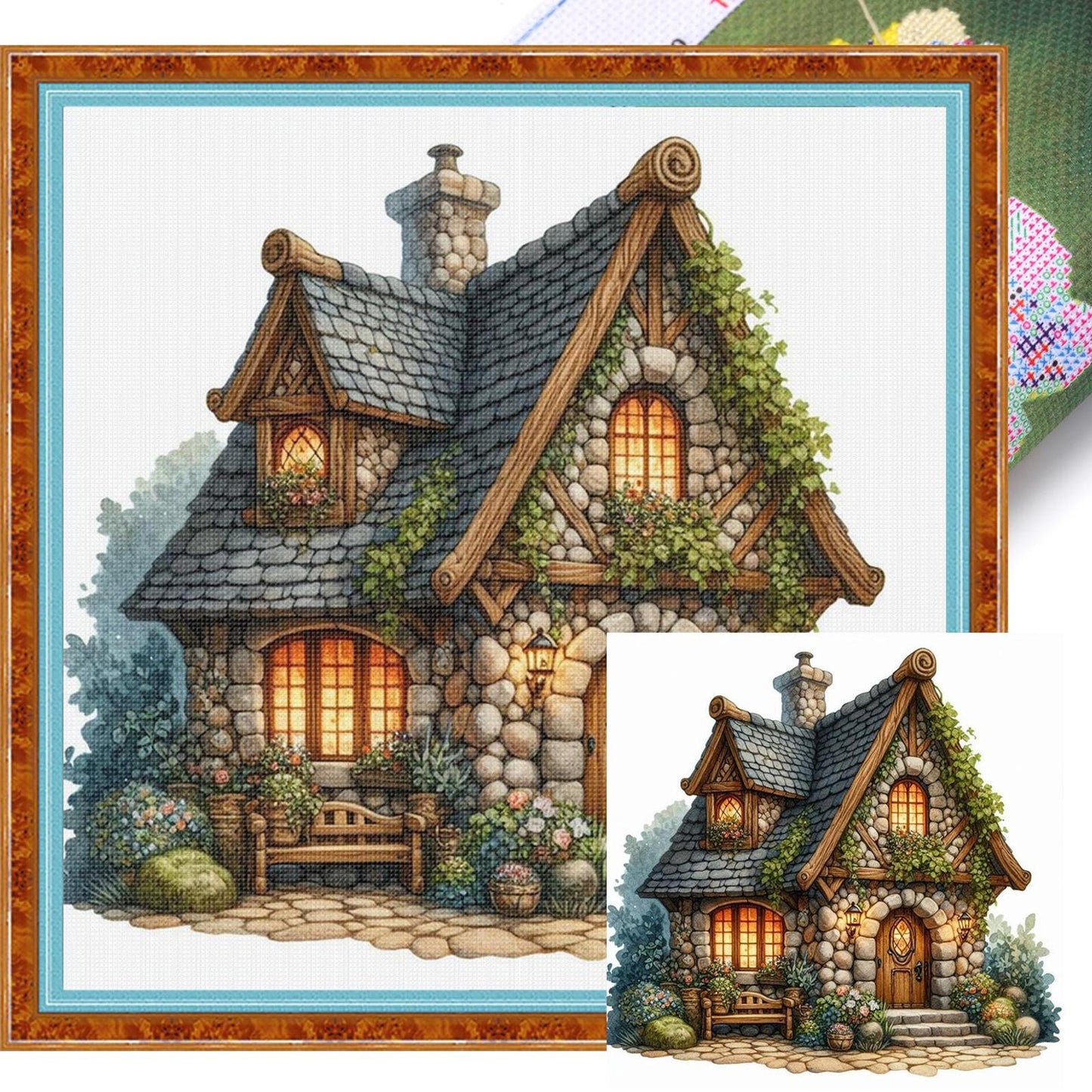 Cottage - Full 11CT Stamped Cross Stitch 40x40CM - Huacan
