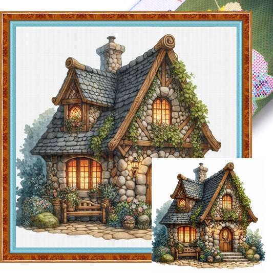 Cottage - Full 11CT Stamped Cross Stitch 40x40CM - Huacan