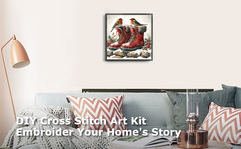 Boots And Robin - Full 11CT Stamped Cross Stitch 40x40CM - Yishu