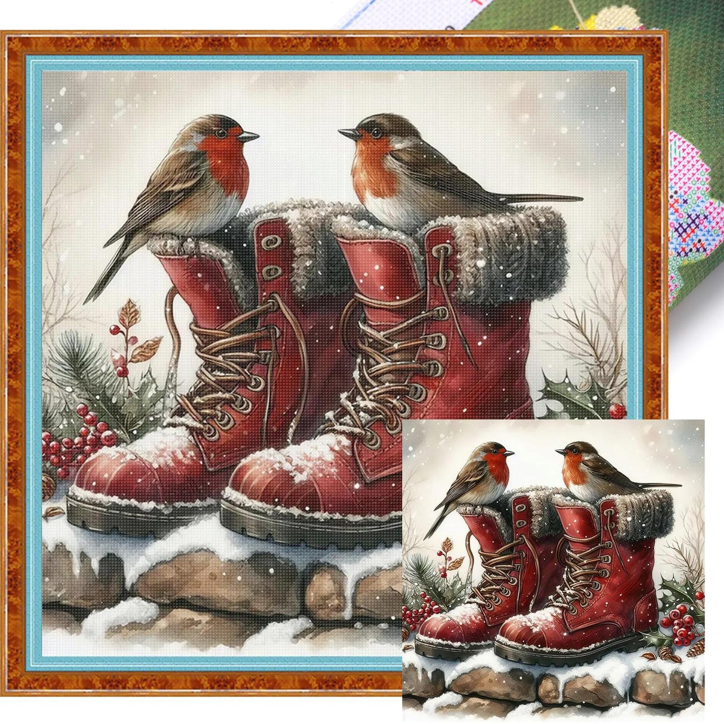 Boots And Robin - Full 11CT Stamped Cross Stitch 40x40CM - Yishu
