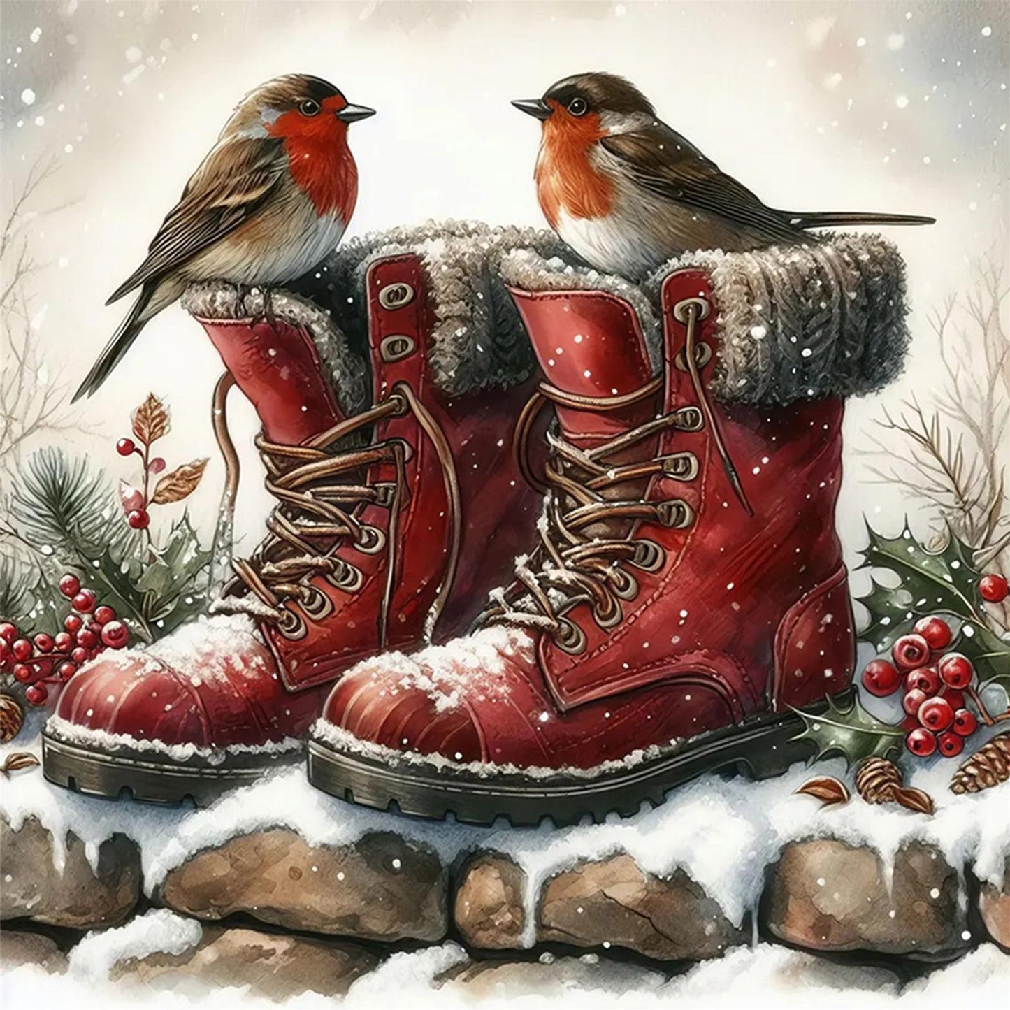 Boots And Robin - Full 11CT Stamped Cross Stitch 40x40CM - Yishu