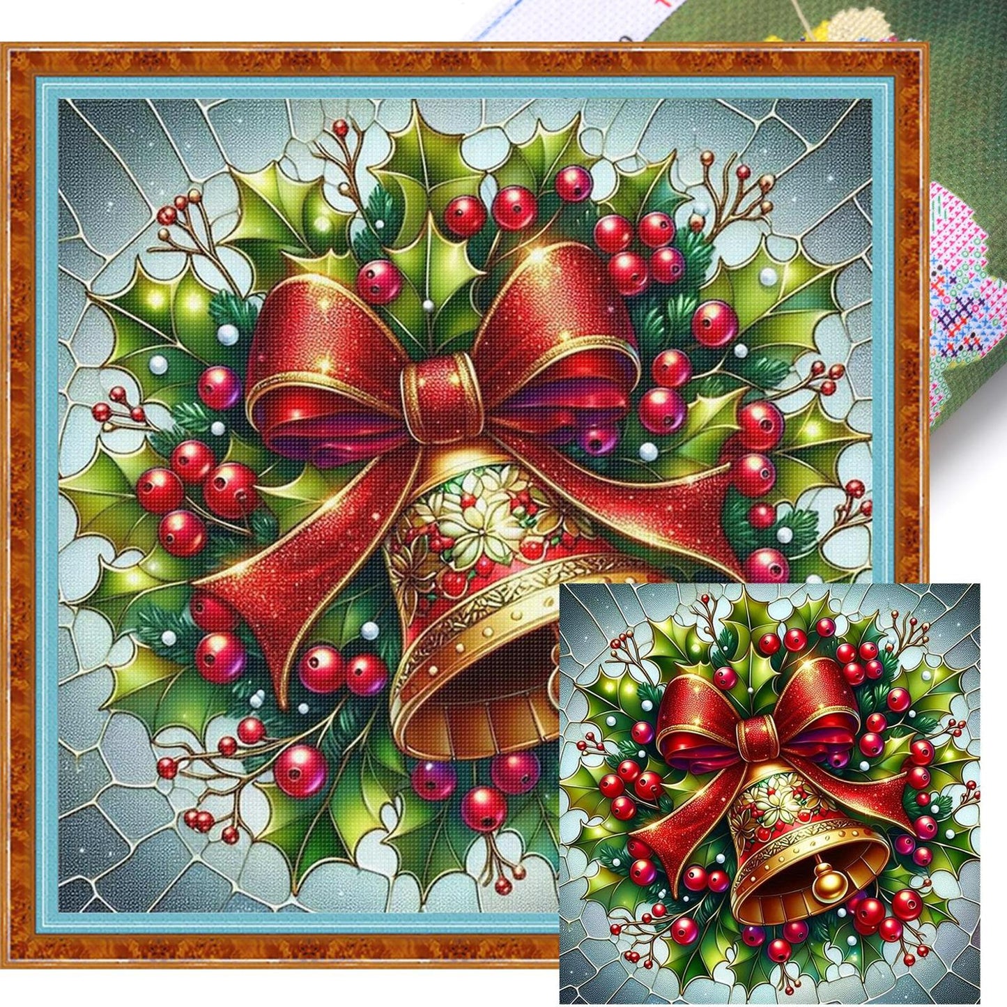 Christmas Bell - Full 11CT Stamped Cross Stitch 40x40CM - Yishu