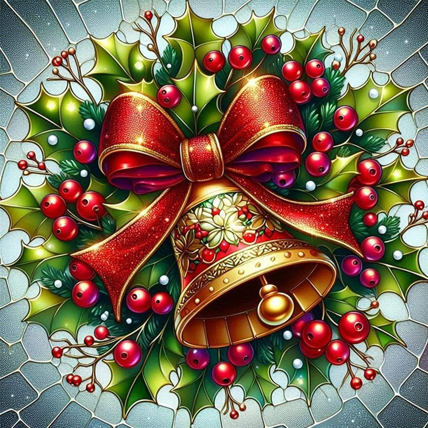 Christmas Bell - Full 11CT Stamped Cross Stitch 40x40CM - Yishu