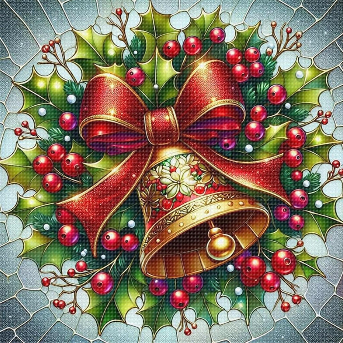 Christmas Bell - Full 11CT Stamped Cross Stitch 40x40CM - Yishu