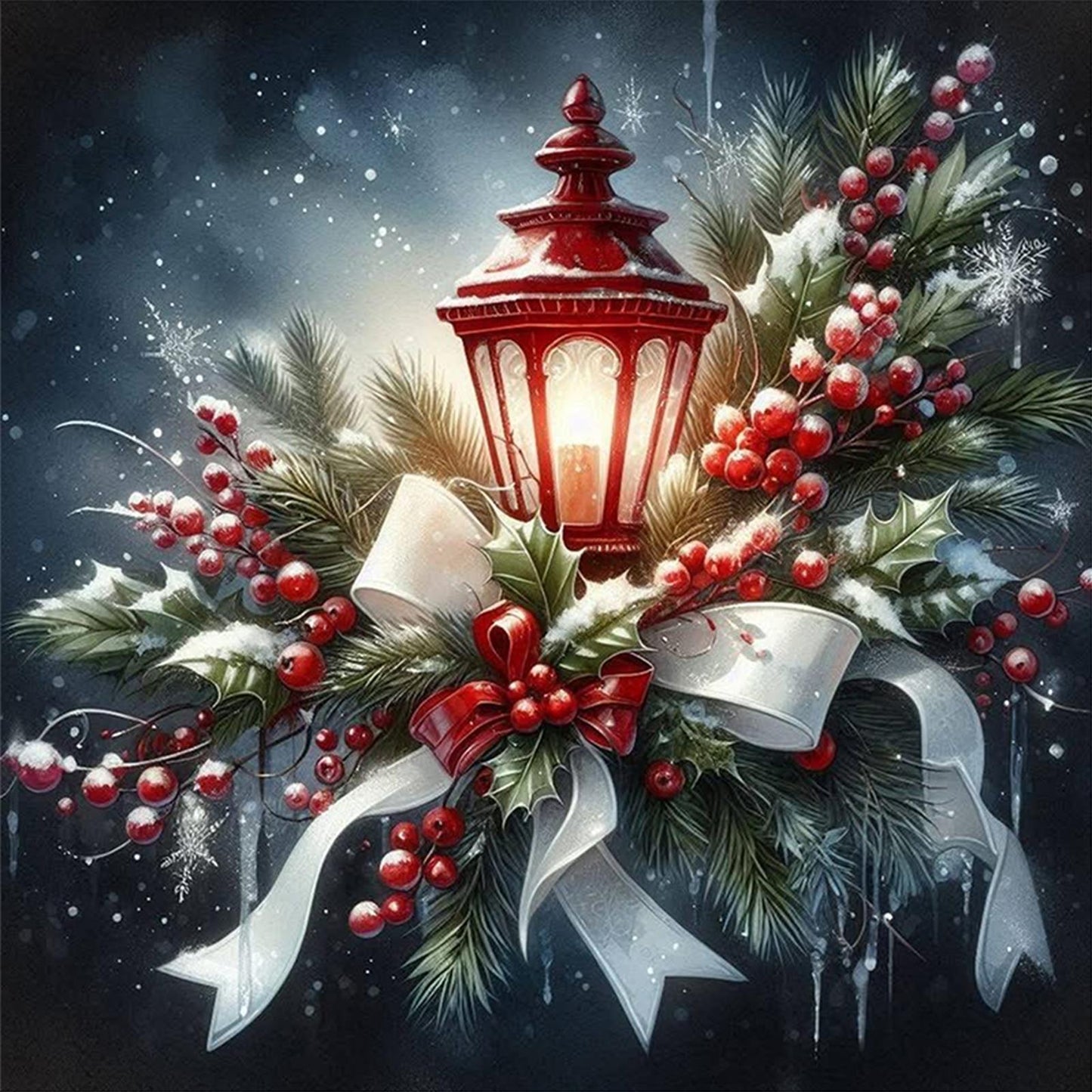 Christmas Light - Full 11CT Stamped Cross Stitch 40x40CM - Yishu
