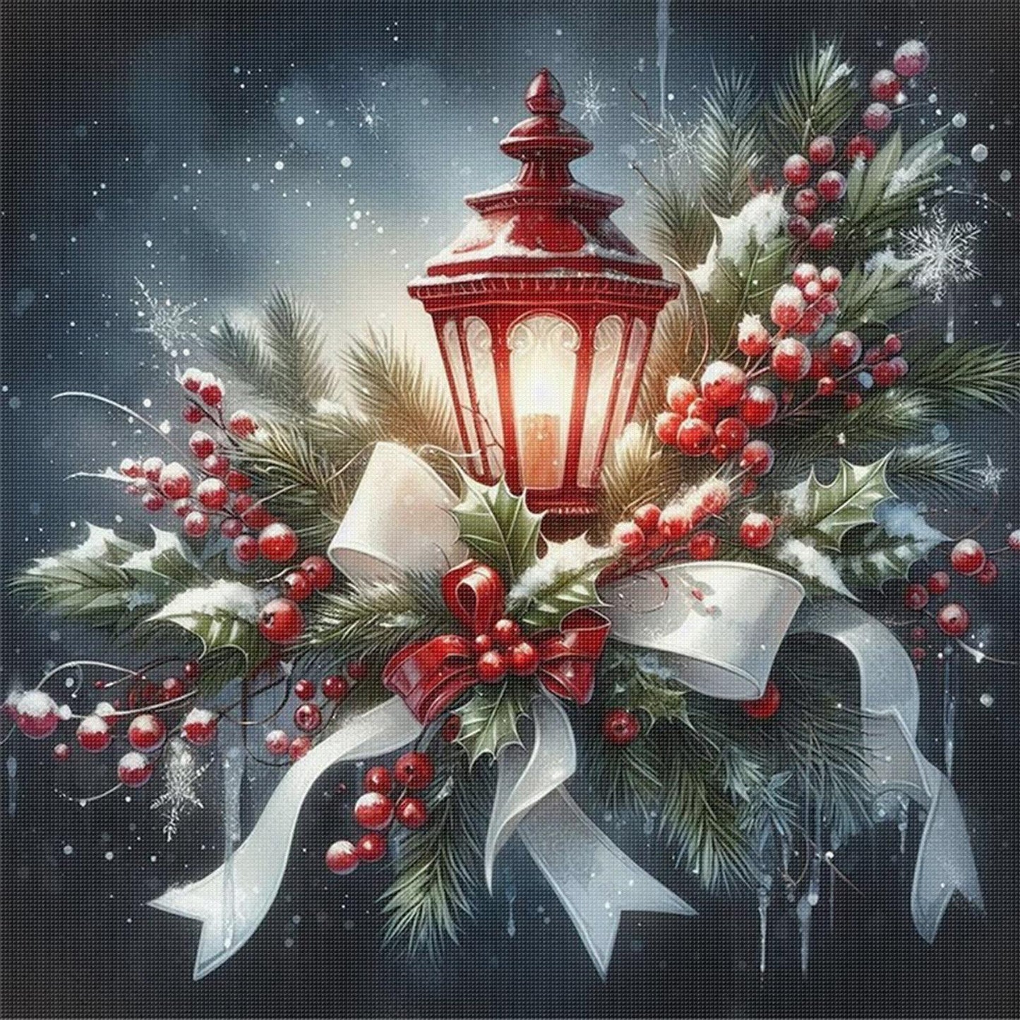 Christmas Light - Full 11CT Stamped Cross Stitch 40x40CM - Yishu