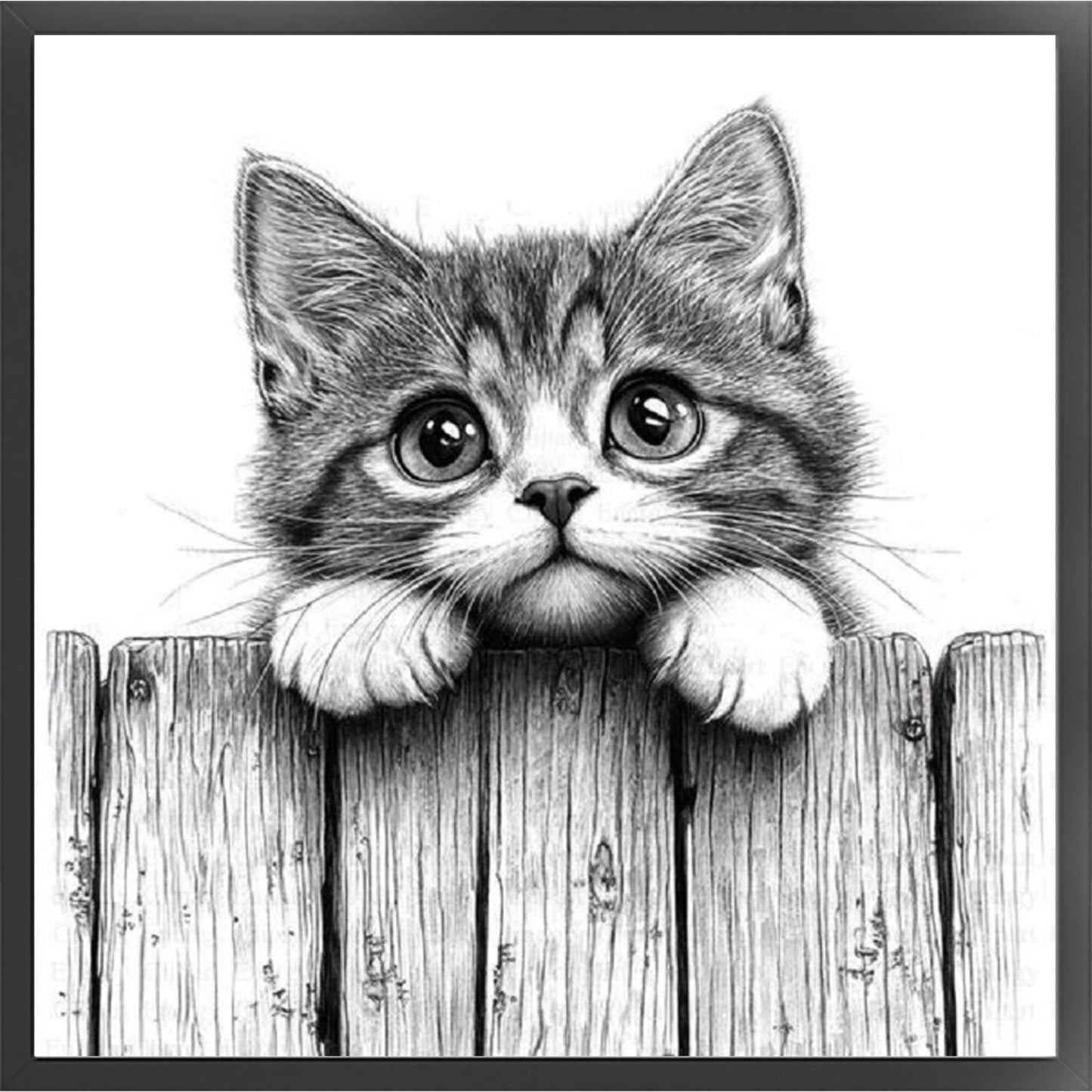 Peeking Cat - Full 11CT Counted Cross Stitch 40x40CM - Yishu
